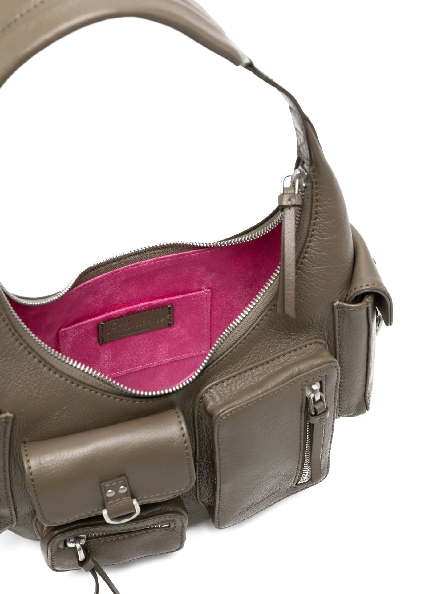 multi-pocket leather shoulder bag