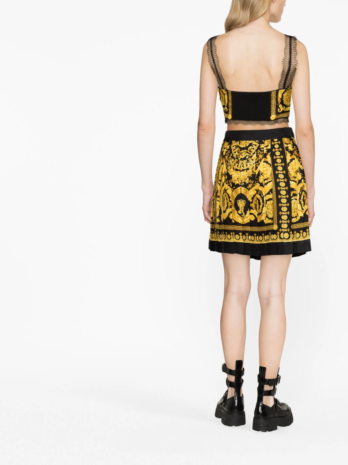 Barocco-print pleated skirt