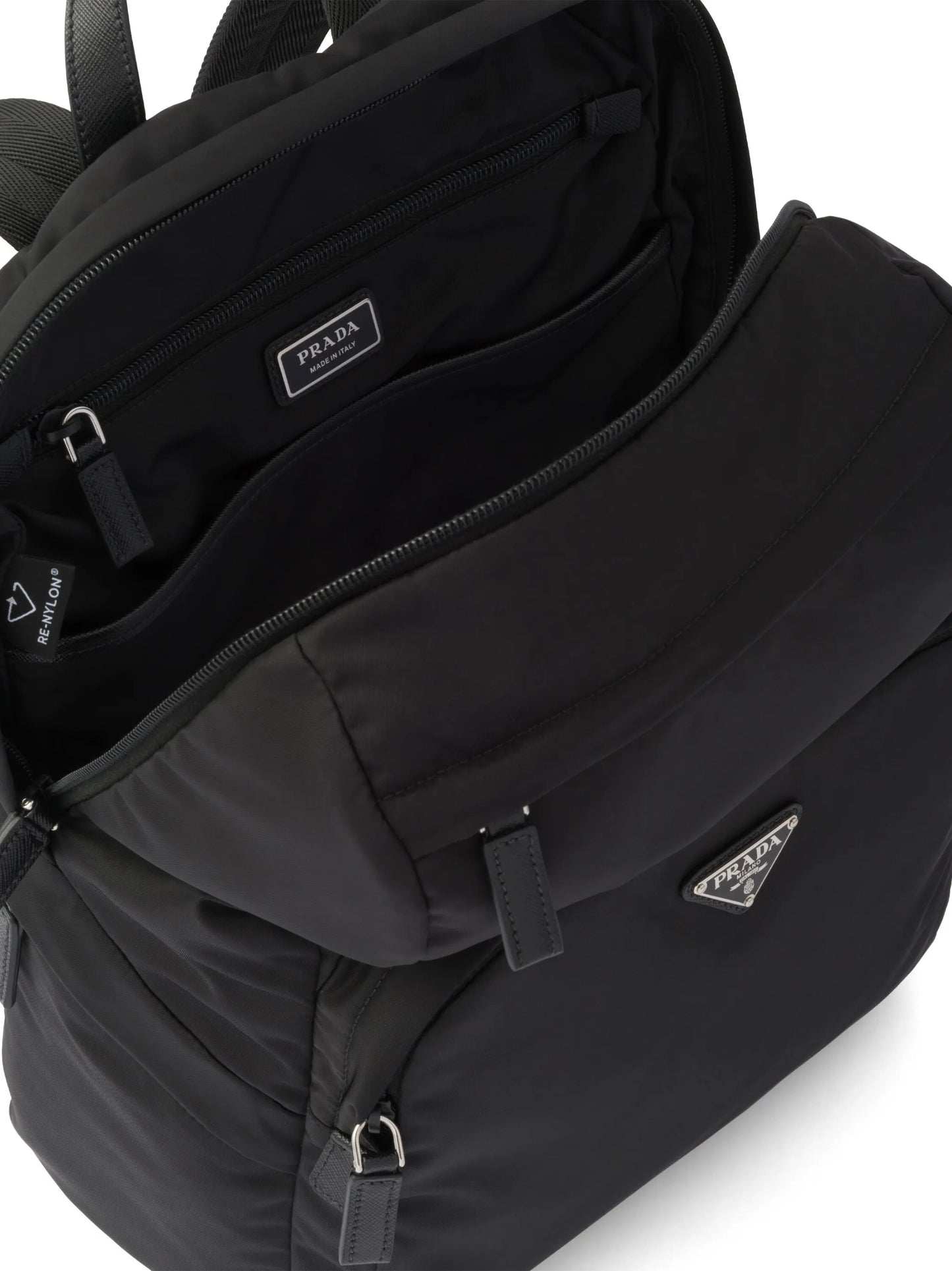 Re-nylon and Saffiano leather backpack