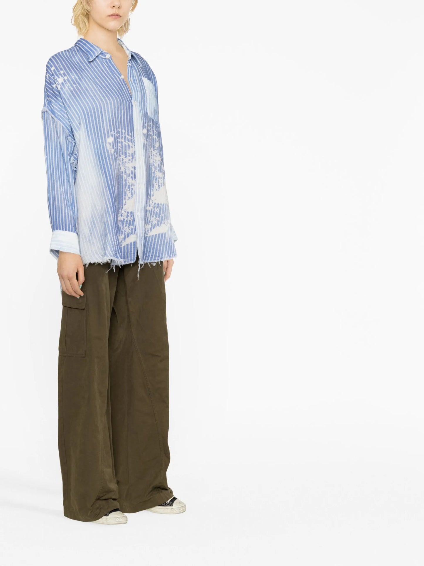 bleached pinstripe cotton shirt