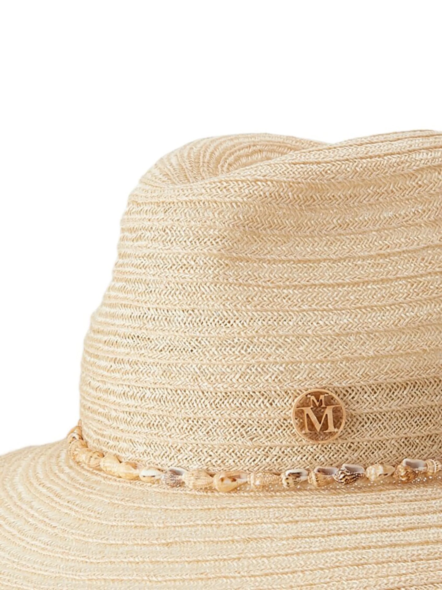 Henrietta shell-embellished straw fedora