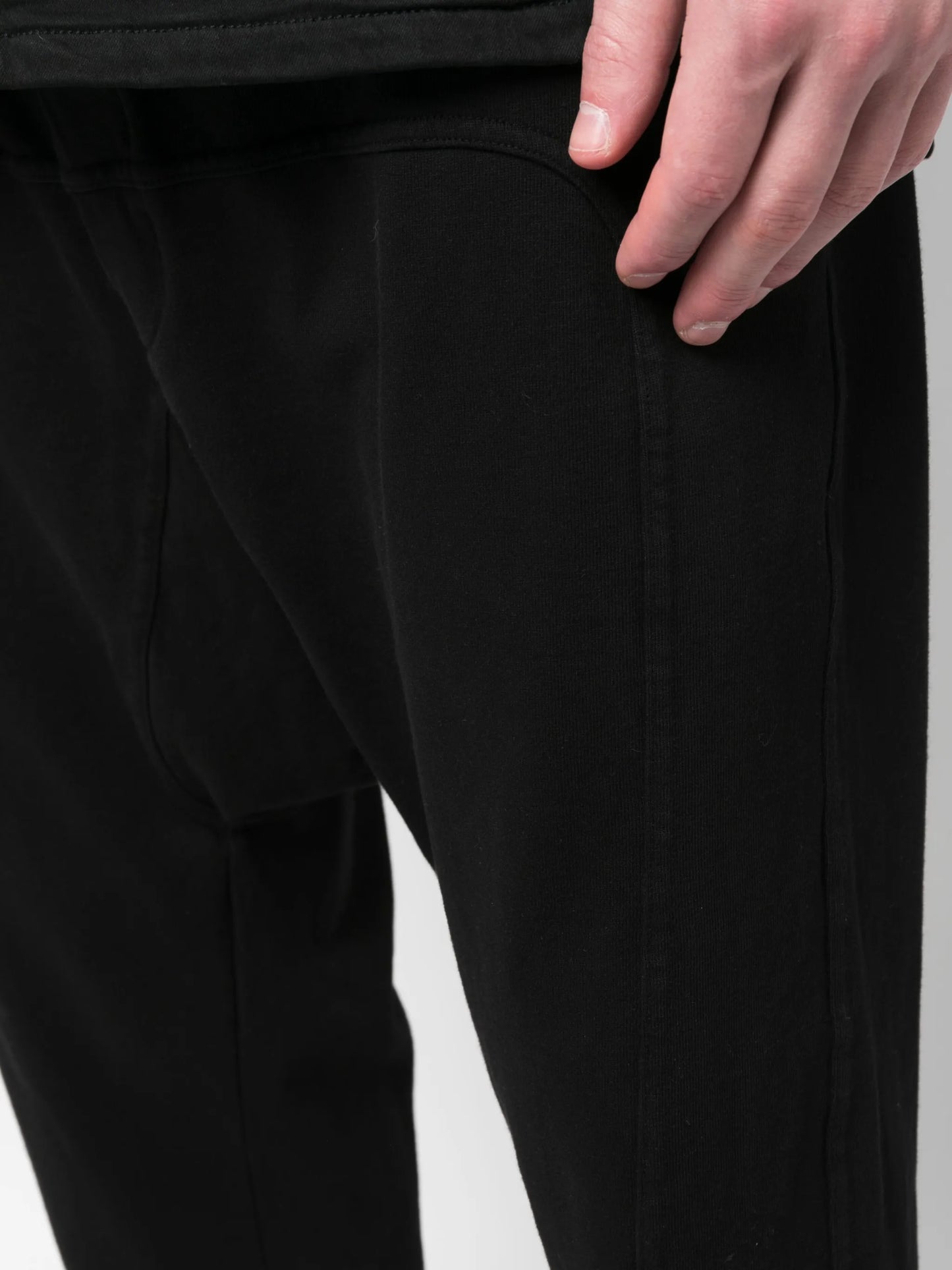 drawstring drop-crotch cotton trousers