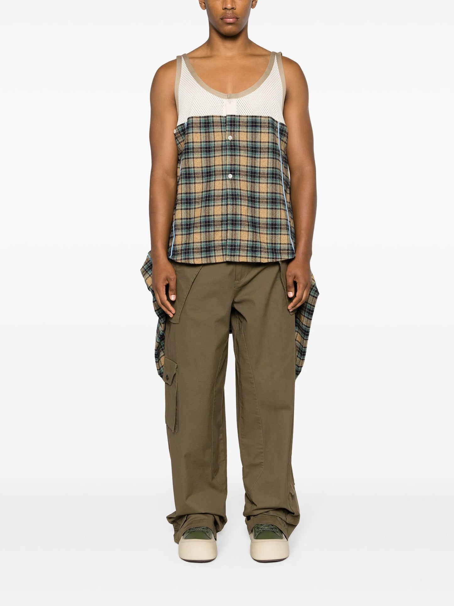 Charlotte panelled plaid shirt