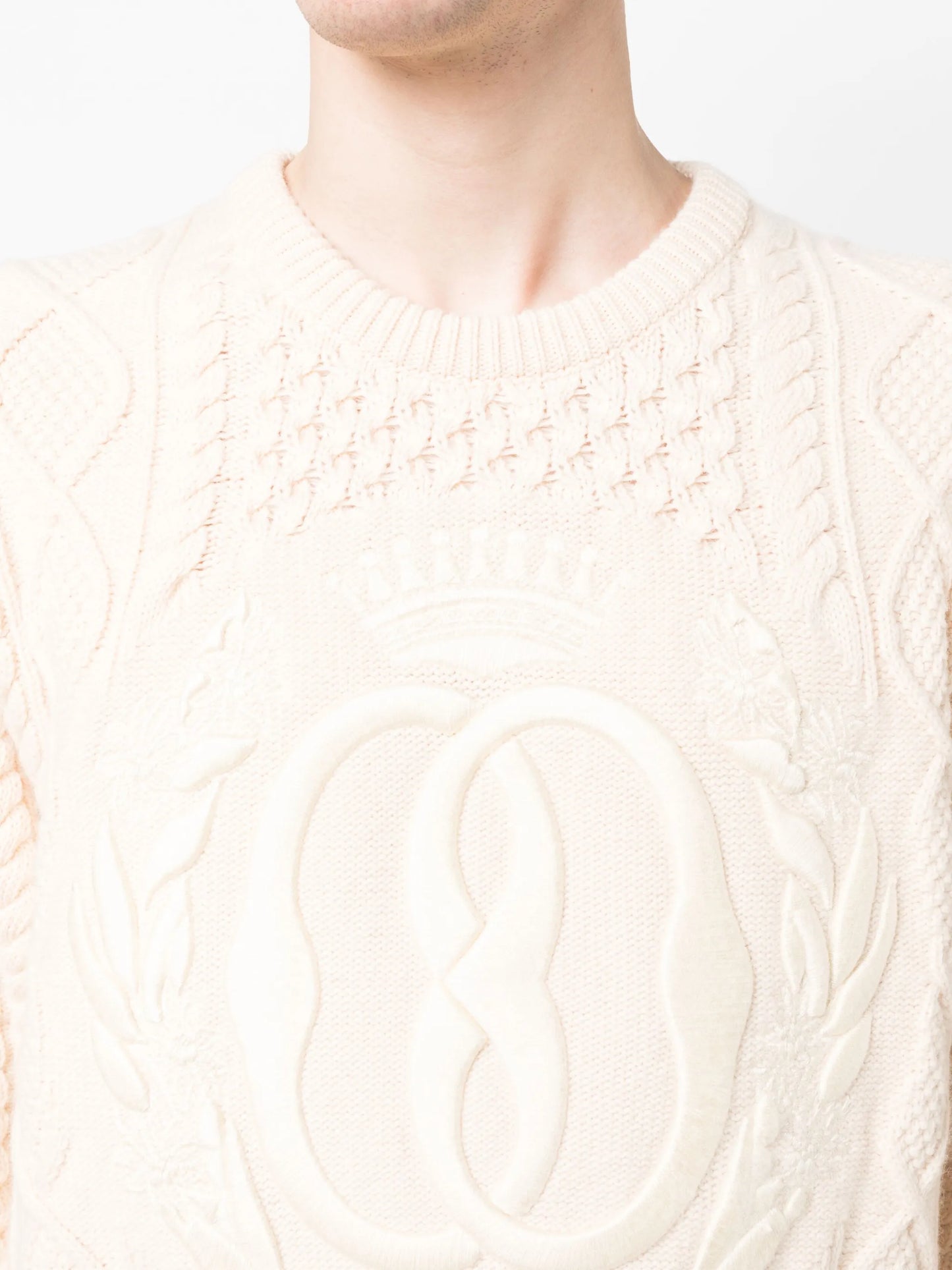 logo-intarsia chunky cable-knit jumper