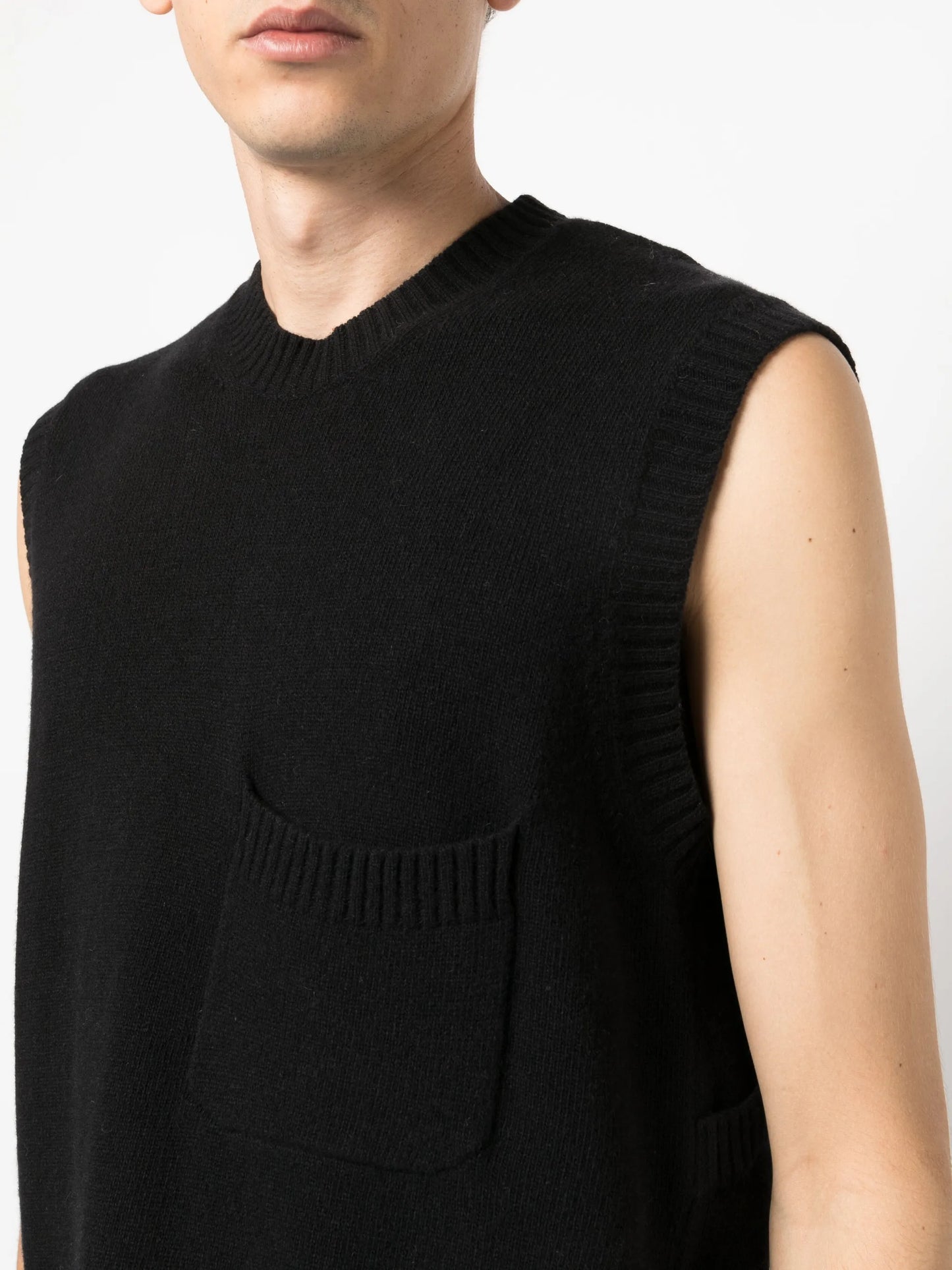 patch-pocket wool-knit vest
