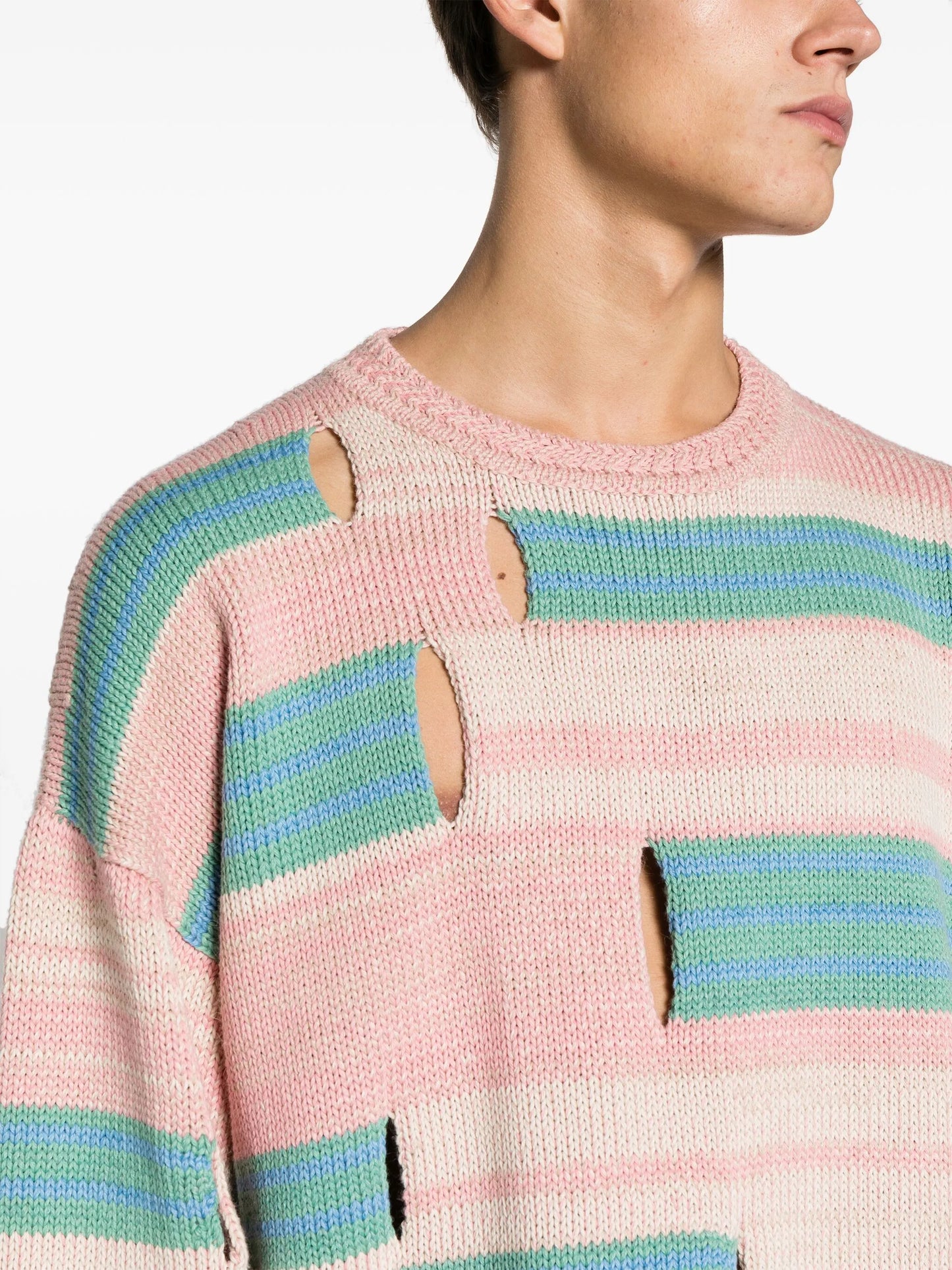 Roots stripe cut-out jumper