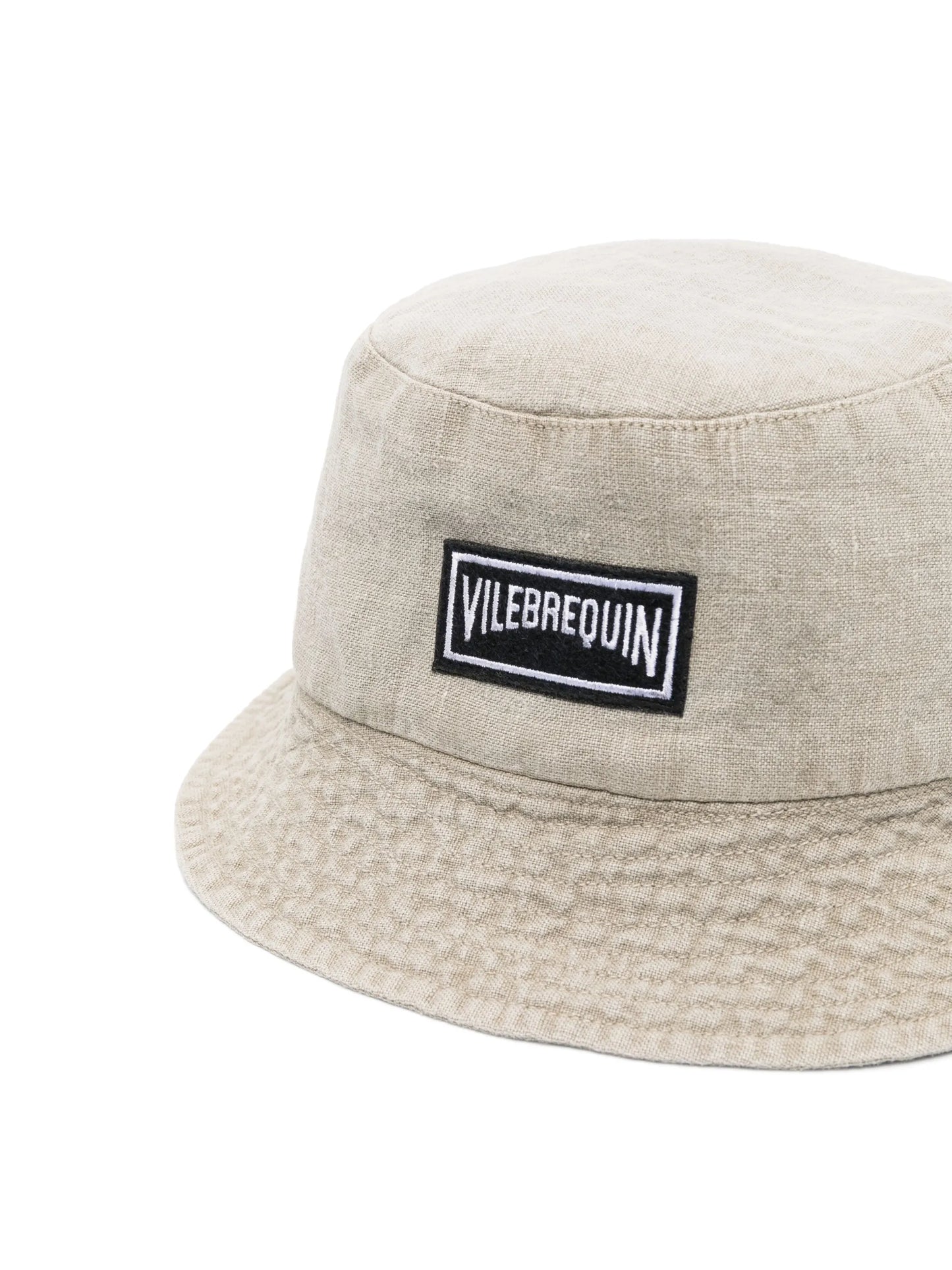 logo-patch linen bucket hat