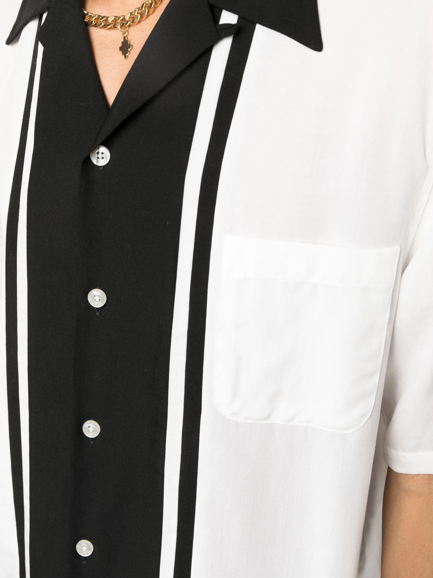 two-tone stripe-print shirt