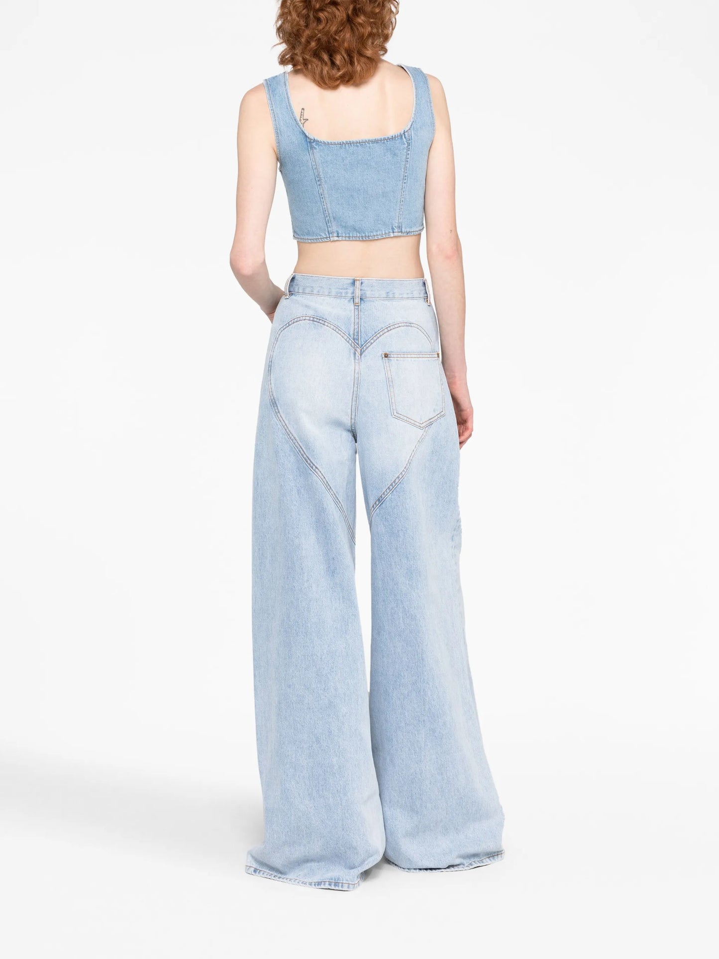 wide-leg crystal jeans