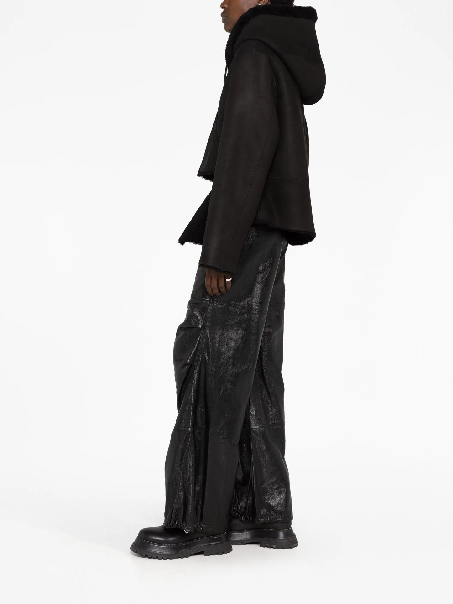 reversible shearling cropped jacket