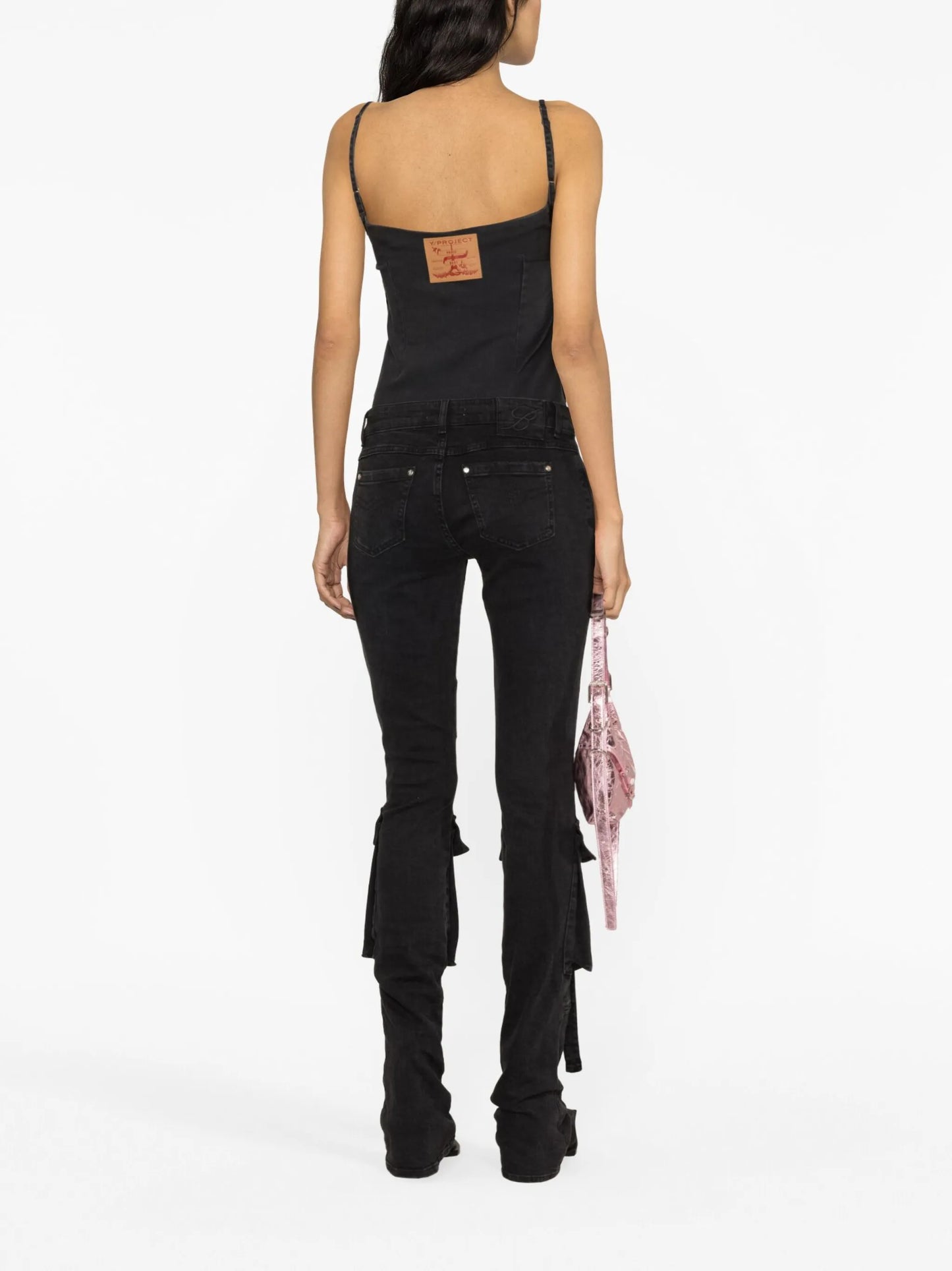 logo-patch denim bodysuit