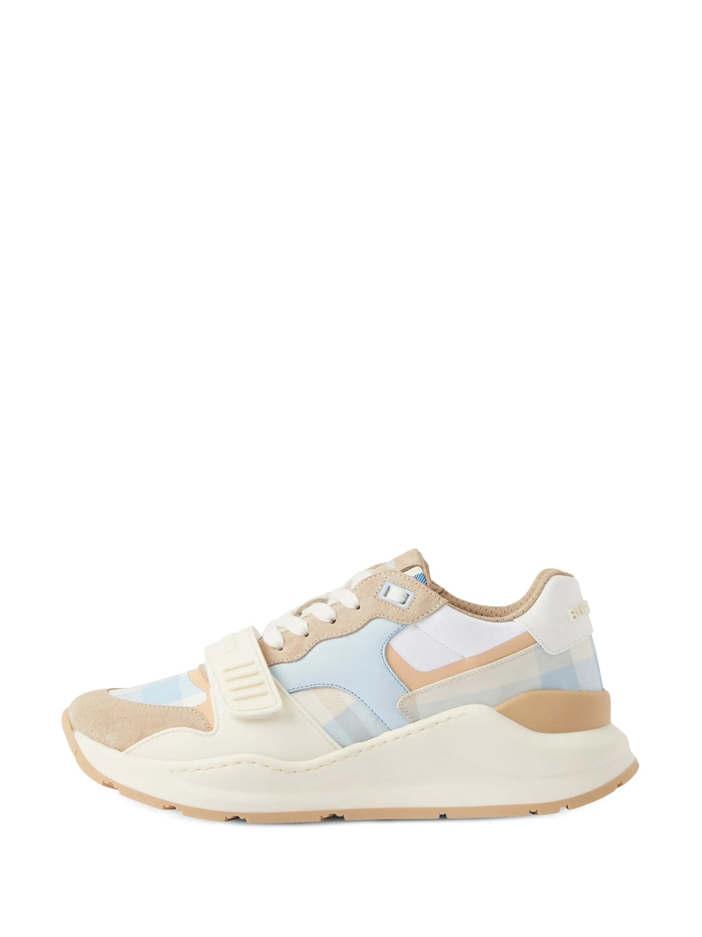 check-pattern lace-up sneakers
