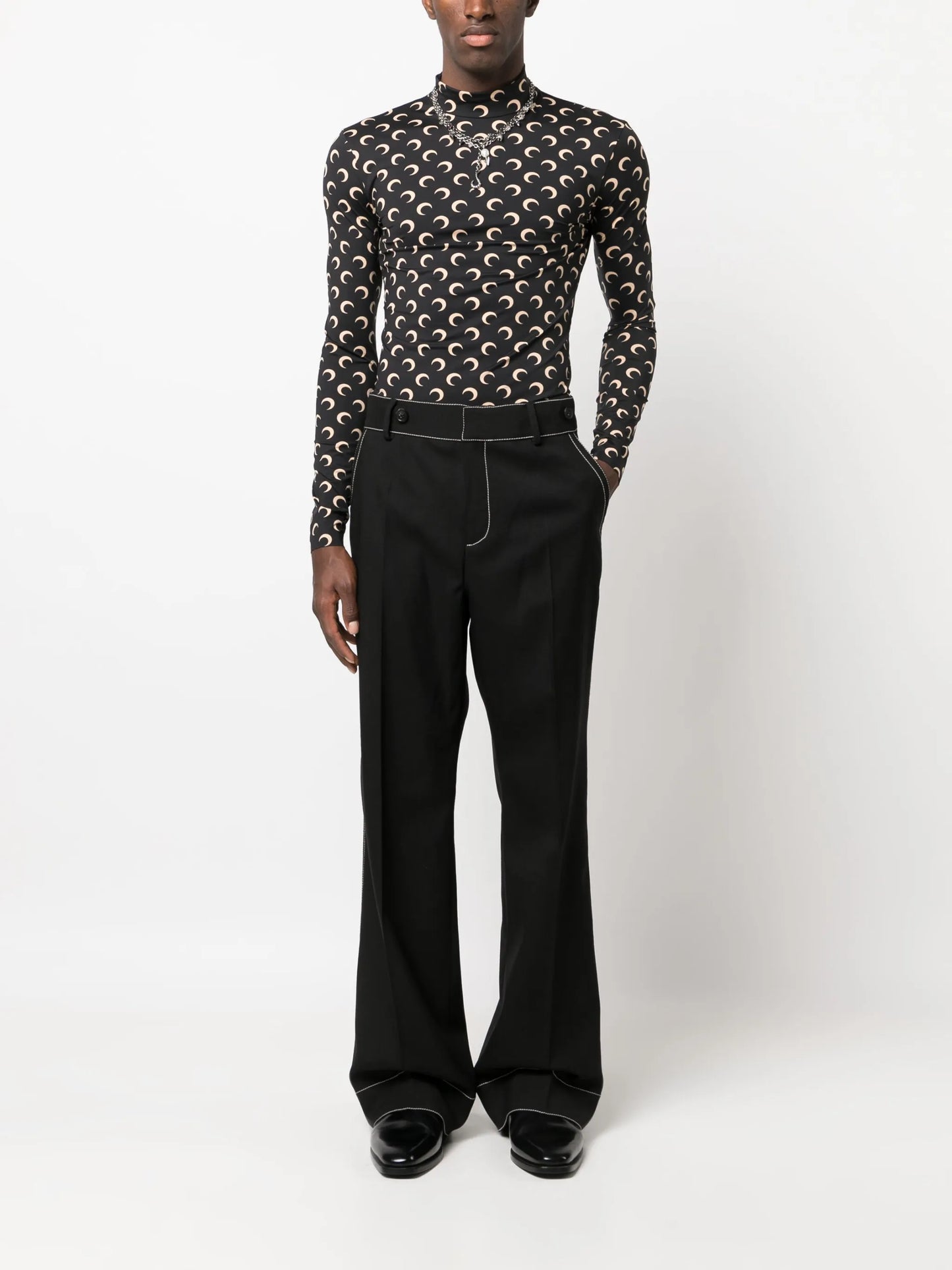 pleated-panel wide-leg trousers