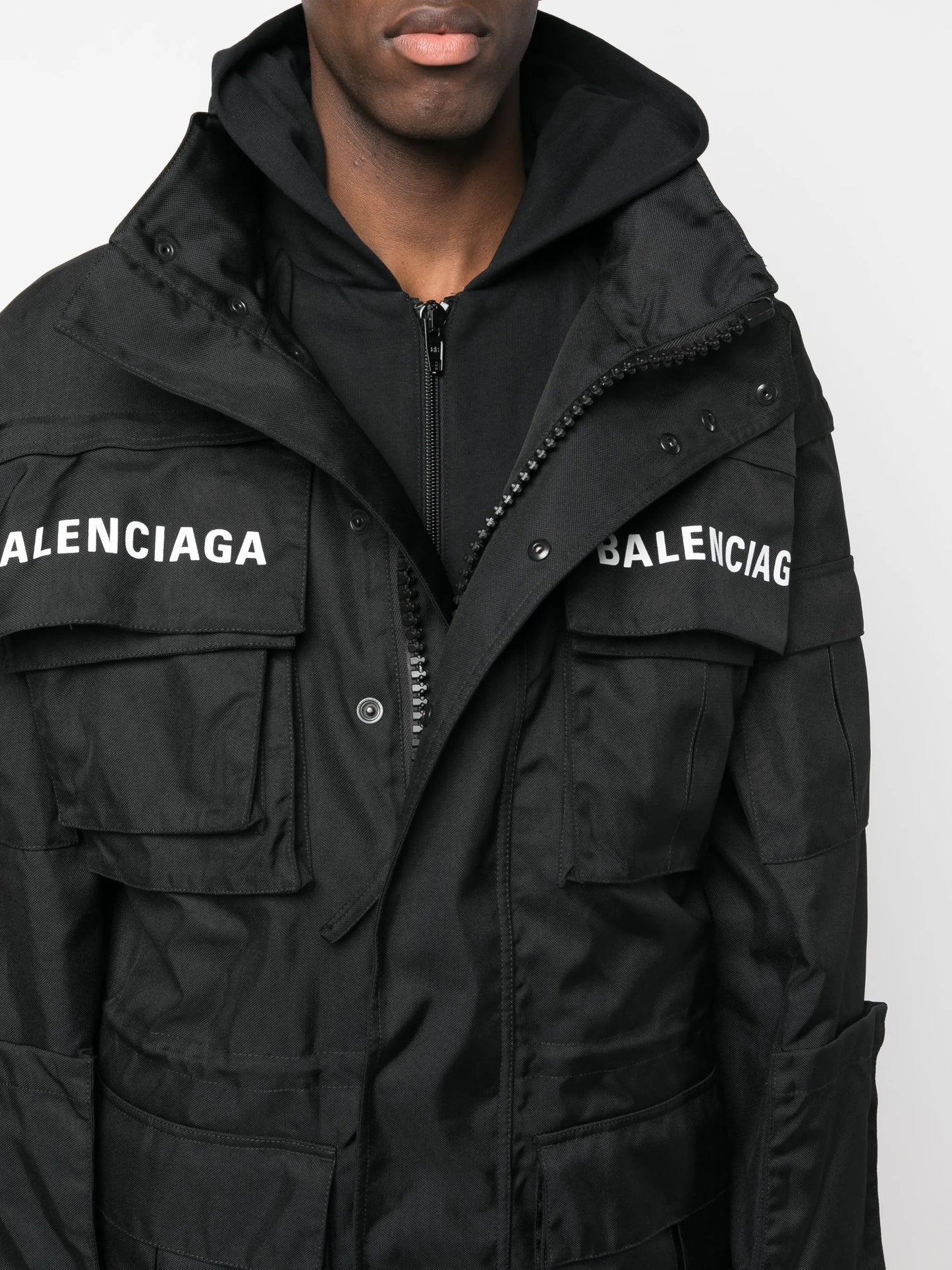 logo-print oversized technical parka