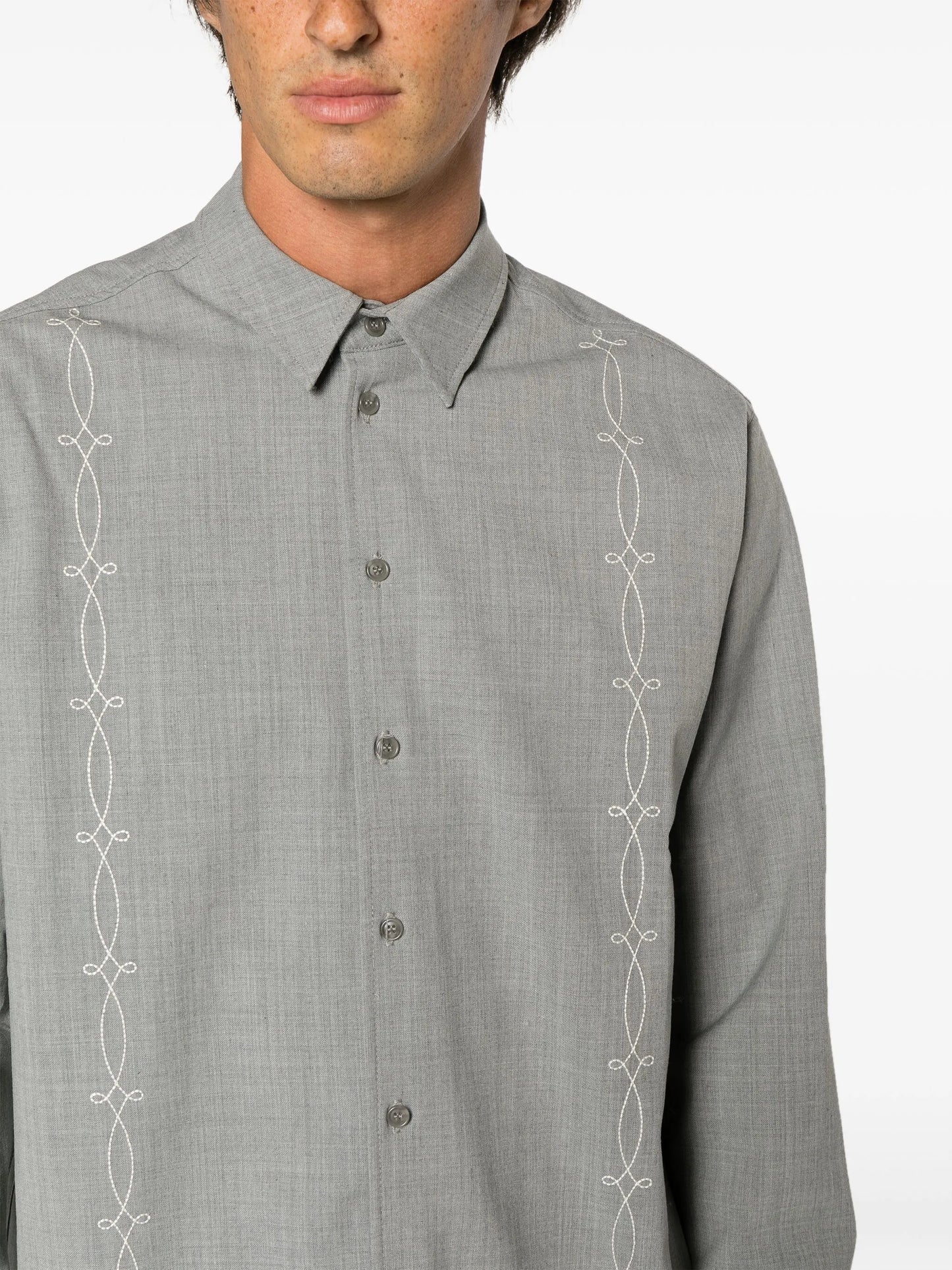 embroidered-design long-sleeve shirt
