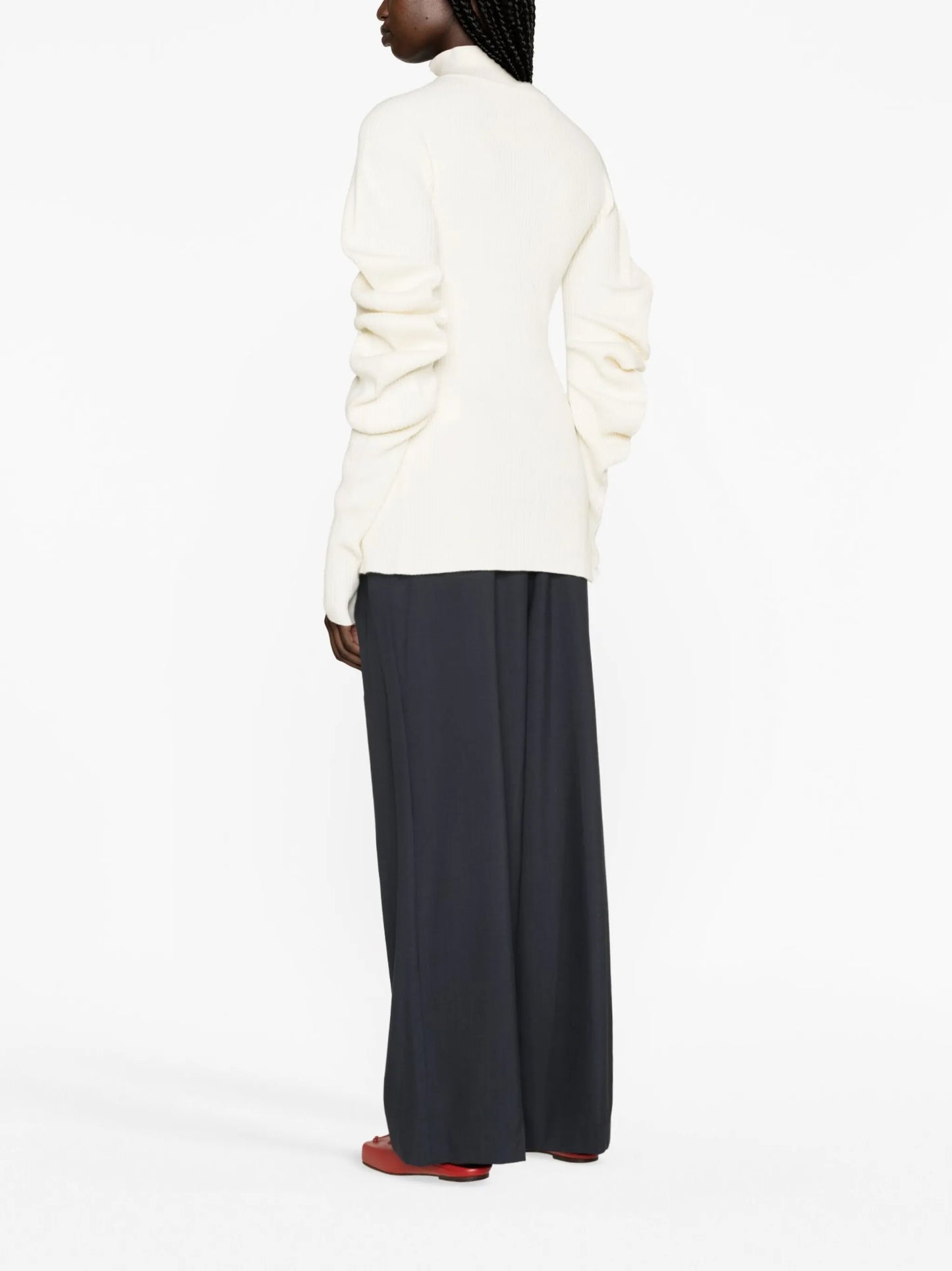 volume-sleeve knit cardigan