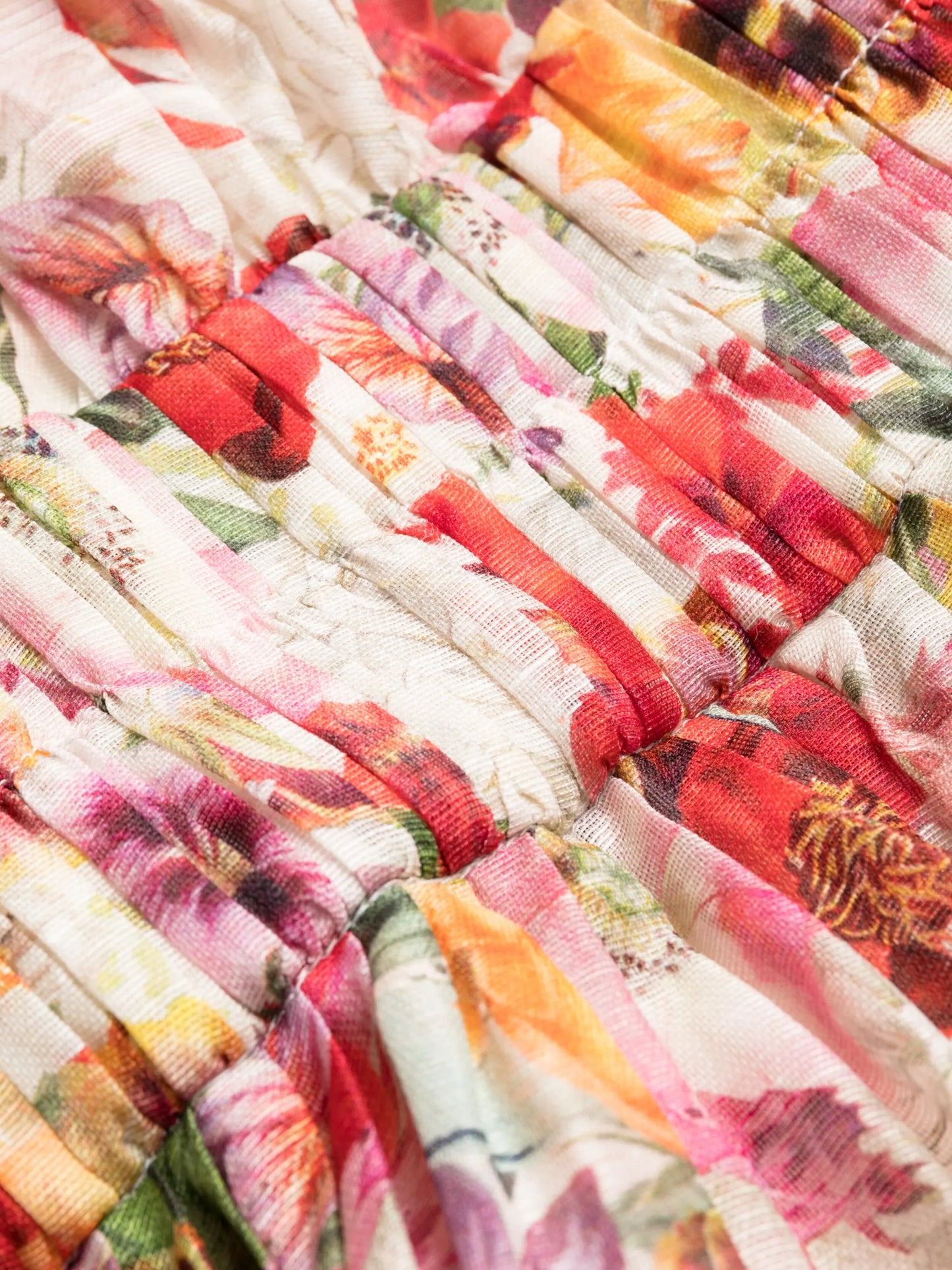 poppy-print V-neck dress