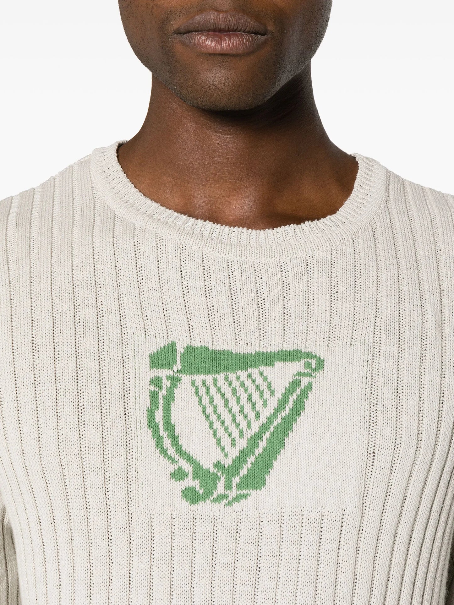 Harp intarsia-knit ribbed jumper