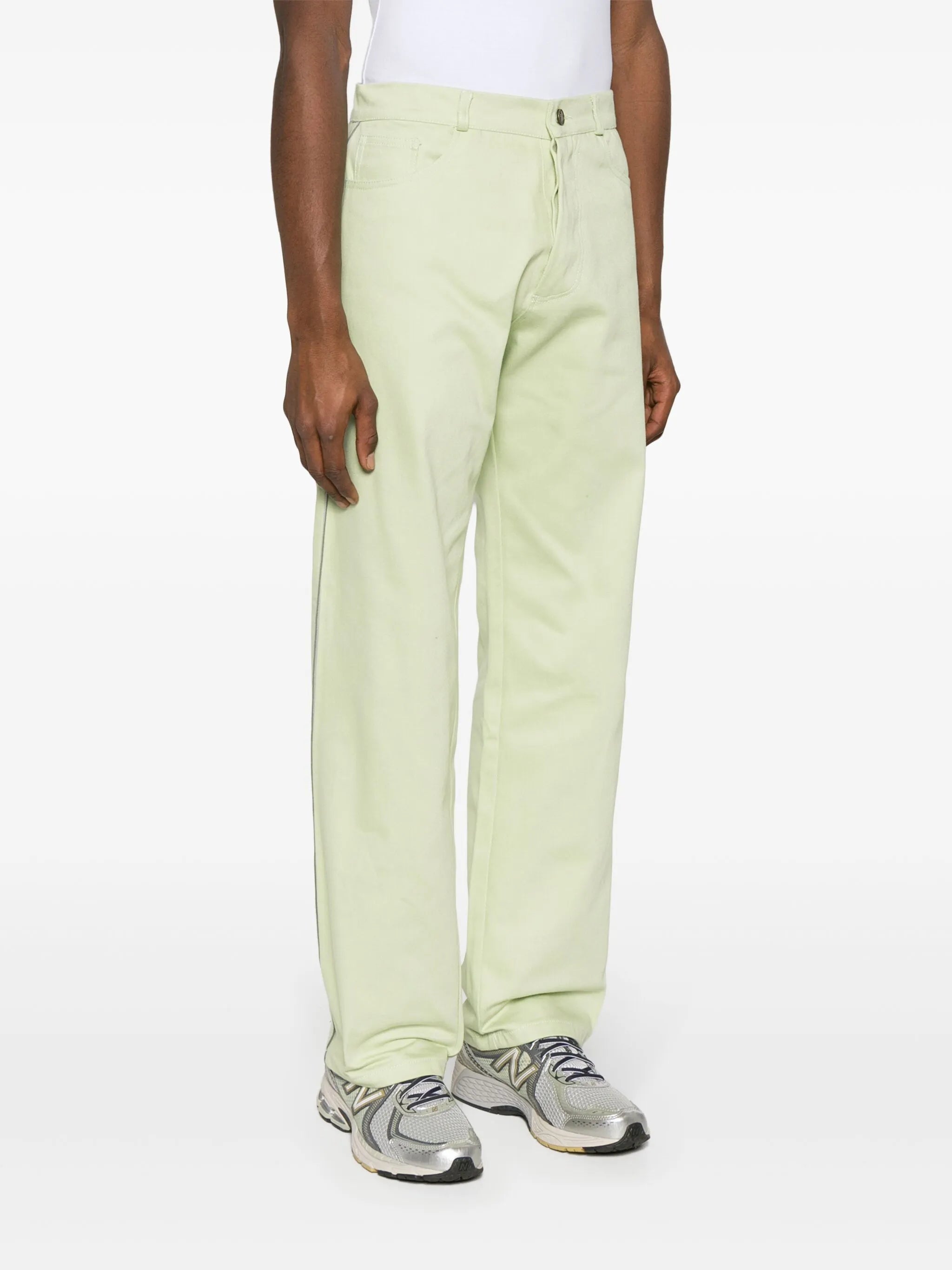 piped-trim straight jeans