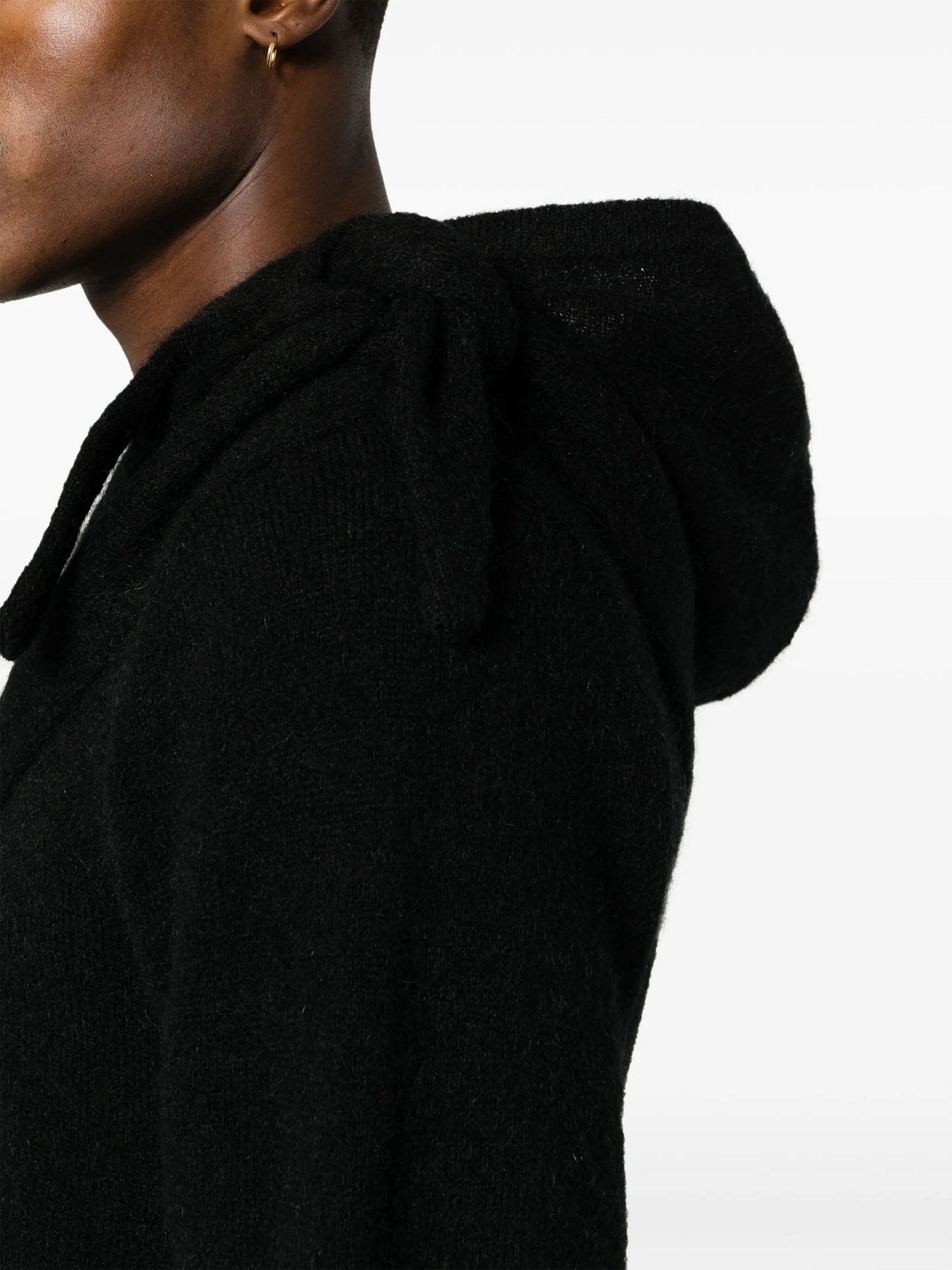 tie-detail chunky-knit hoodie