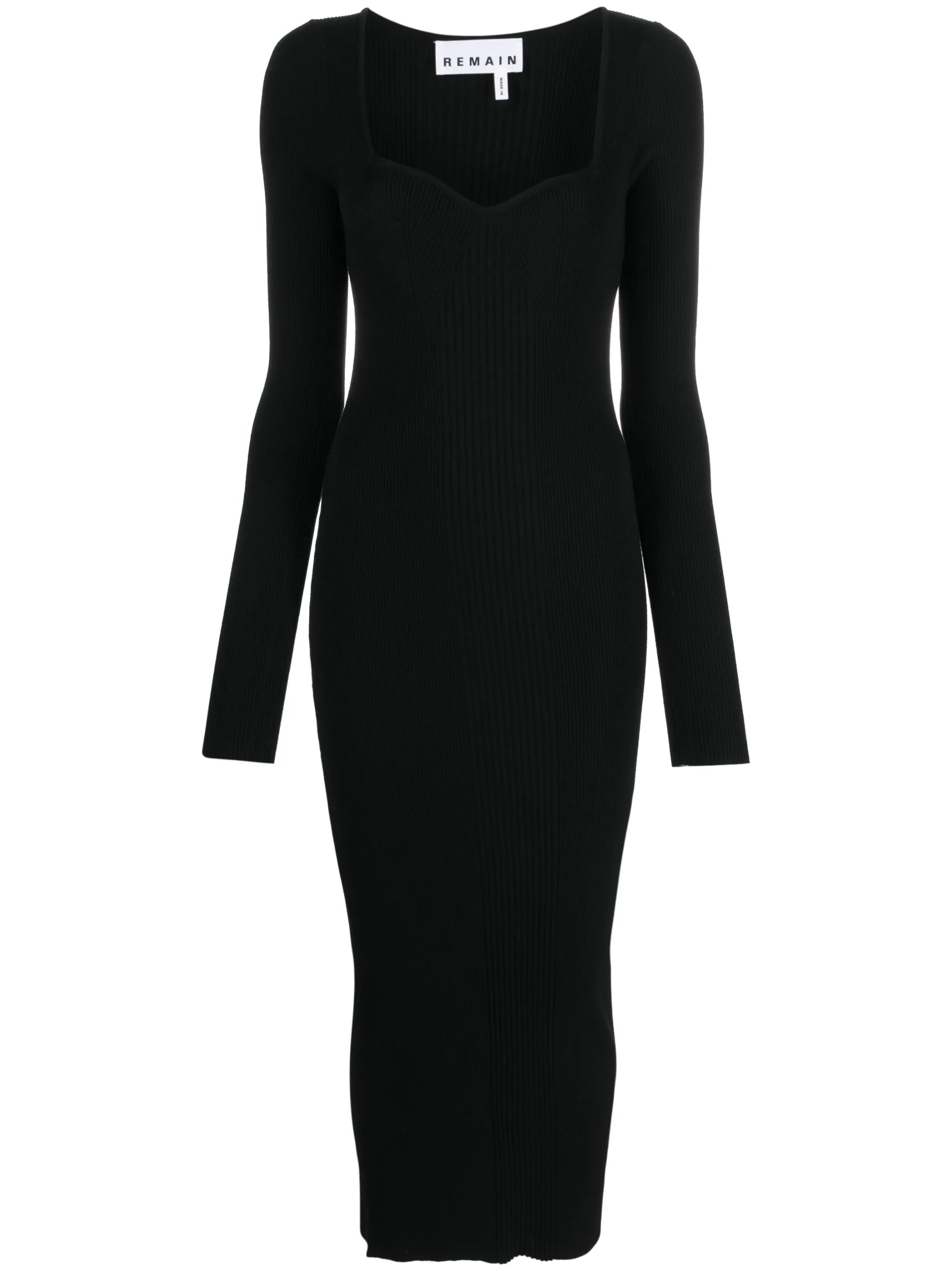 sweetheart-neck knitted midi dress