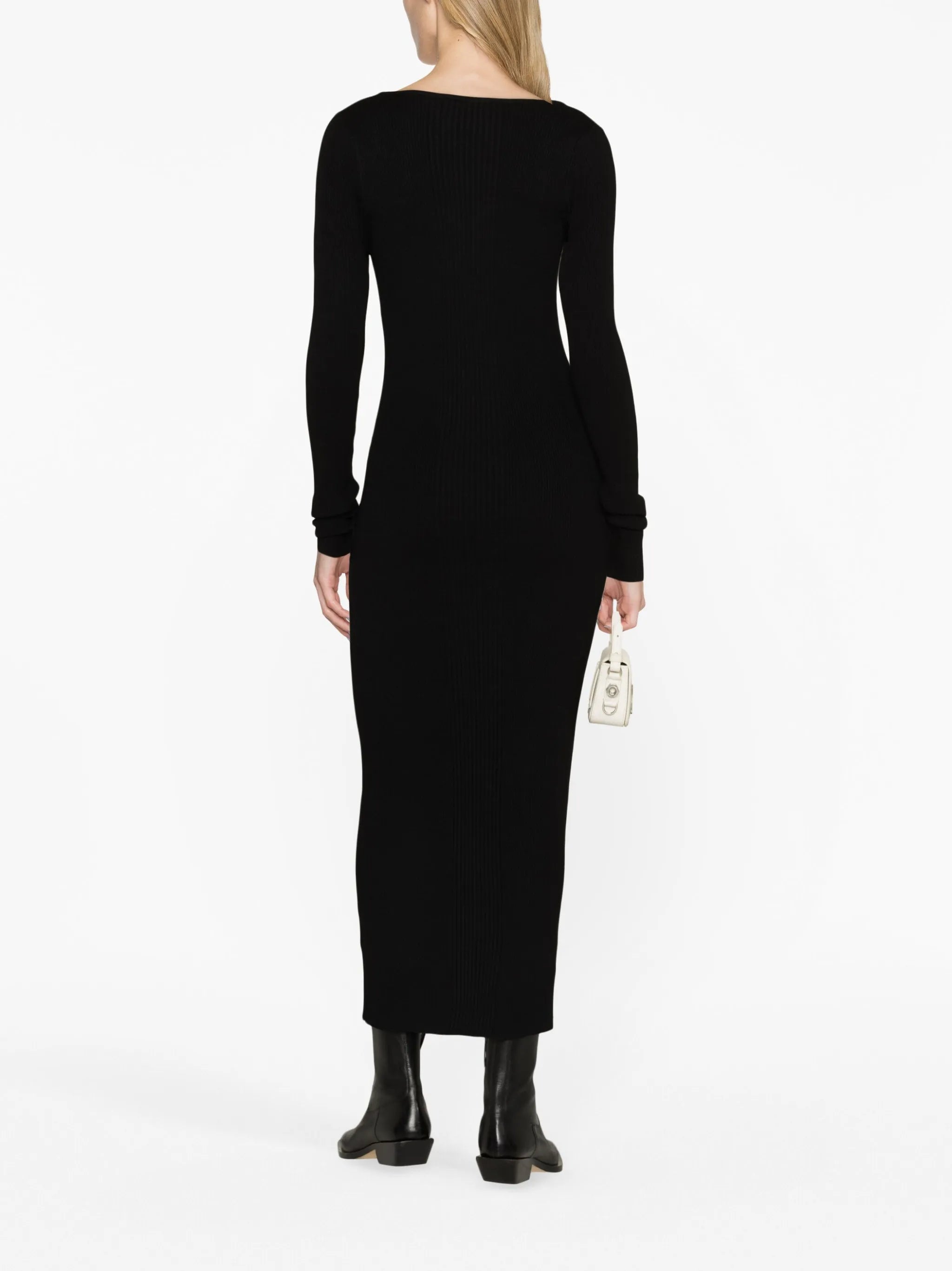 sweetheart-neck knitted midi dress