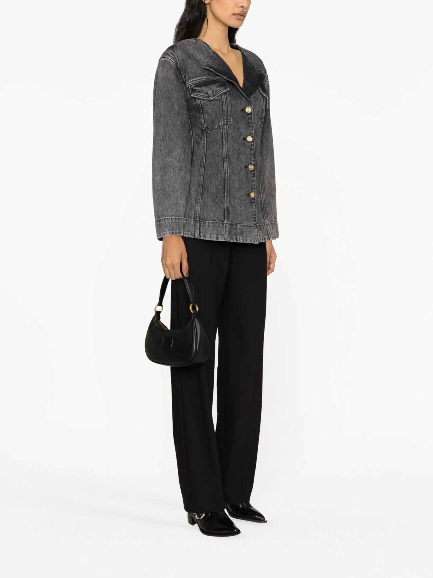 washed denim blazer