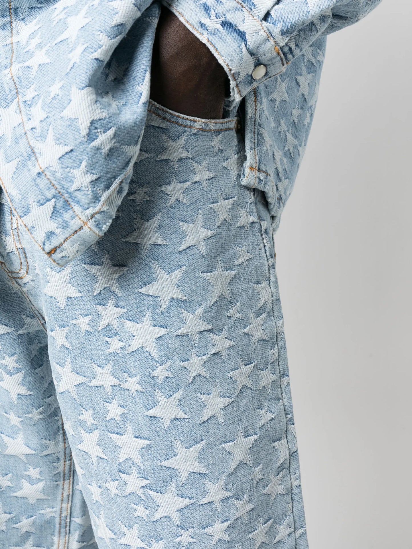 star patterned-jacquard denim shorts