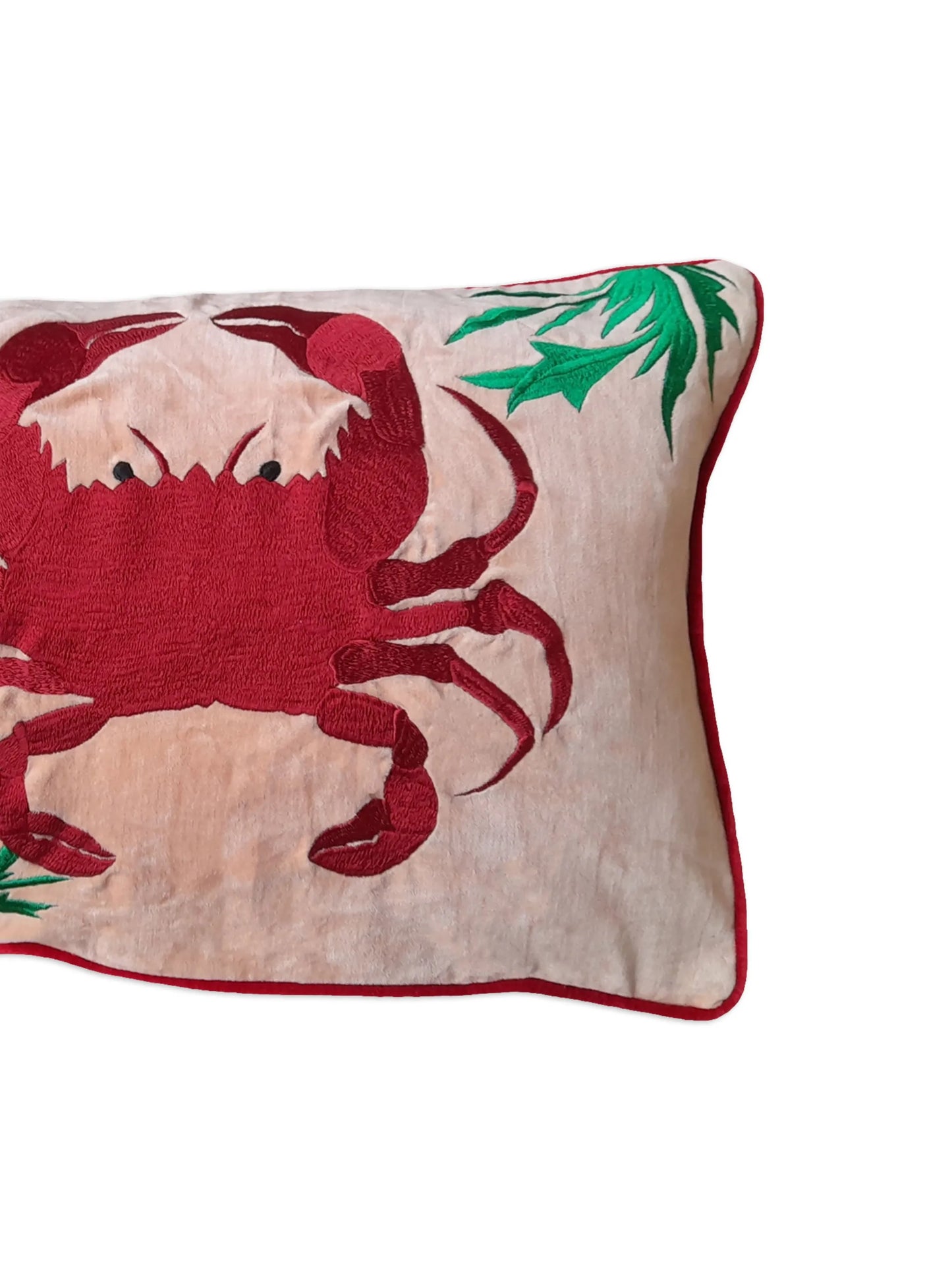 Crab embroidered cushion