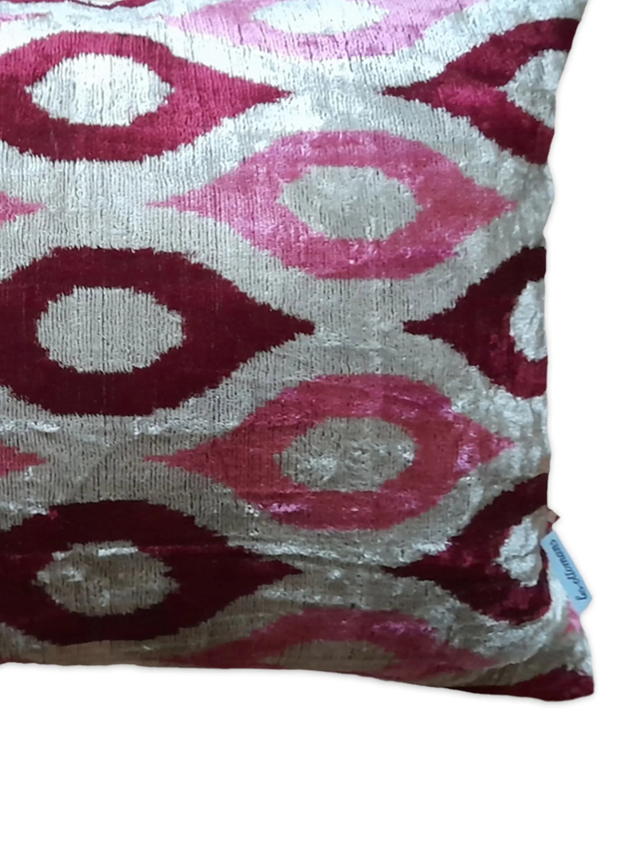 ikat-print velvet cushion