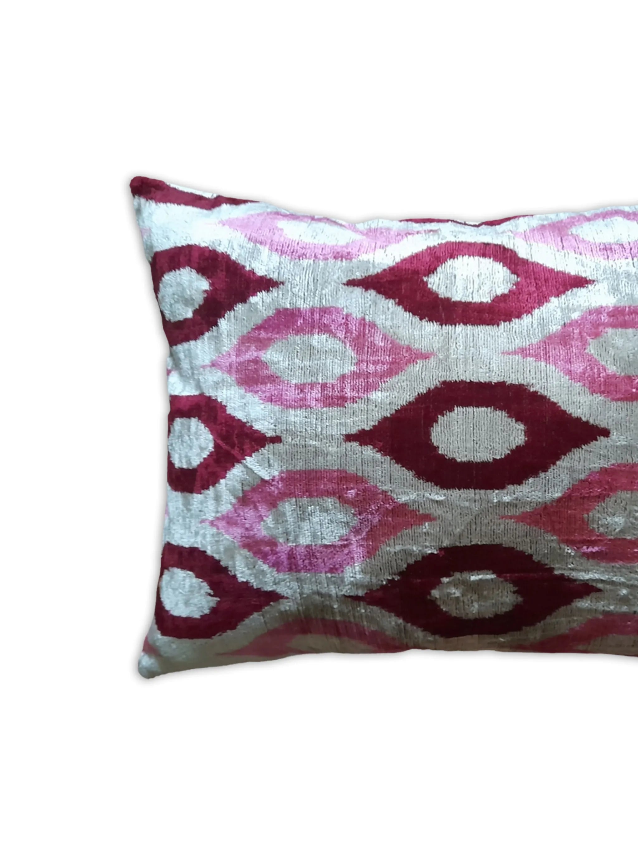 ikat-print velvet cushion