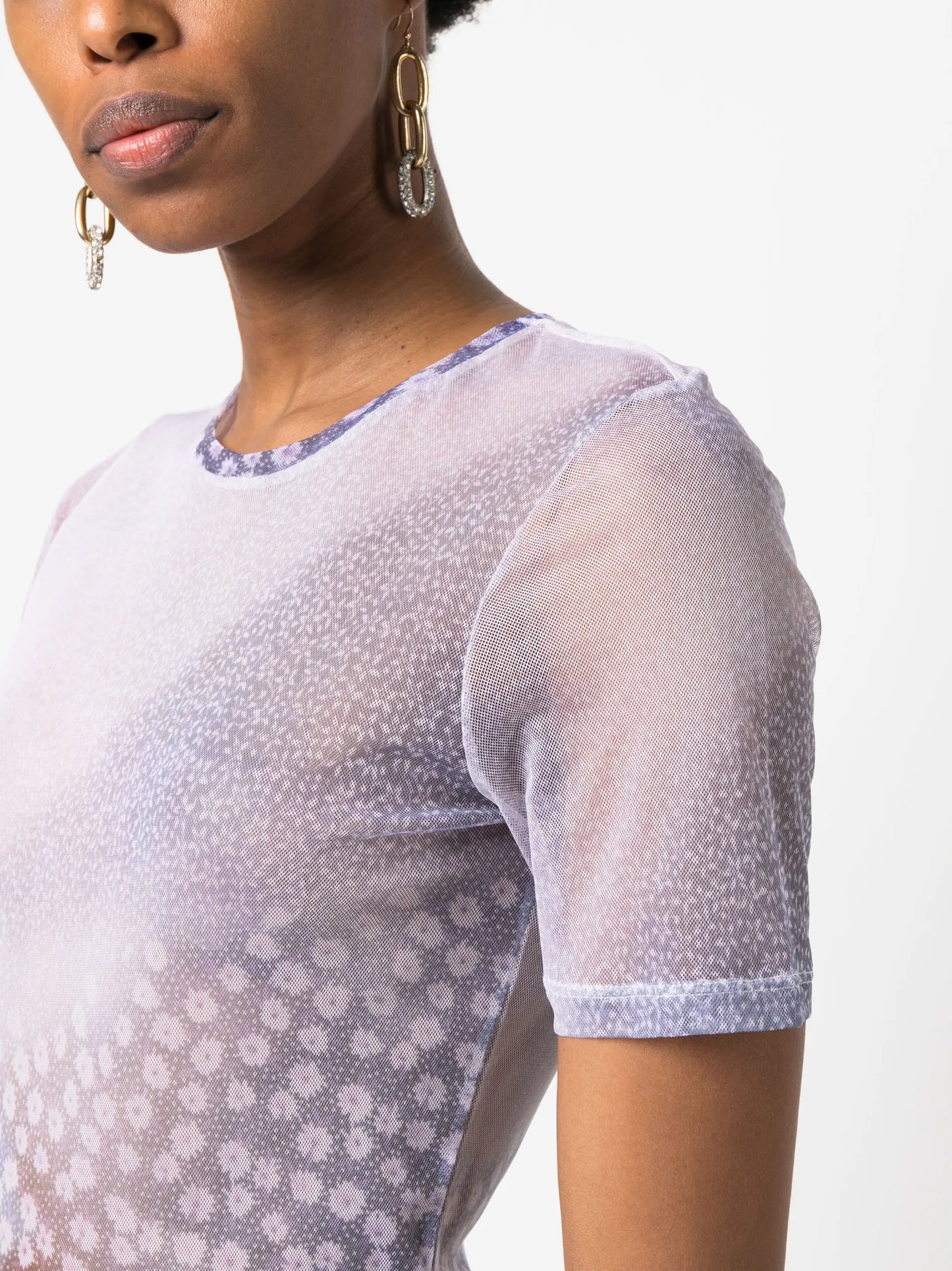 sheer floral-print T-shirt