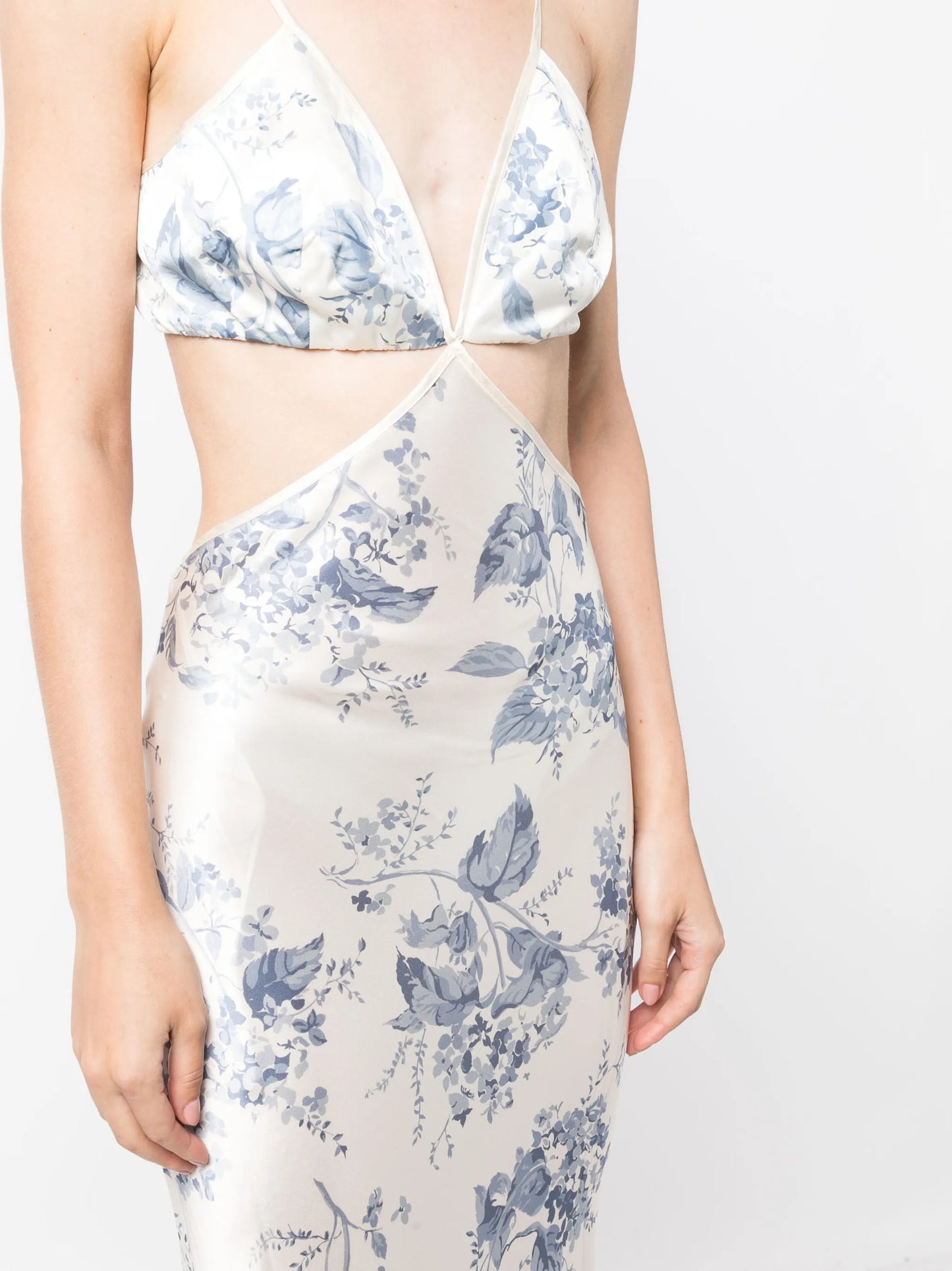 Poppies cutout silk maxi dress
