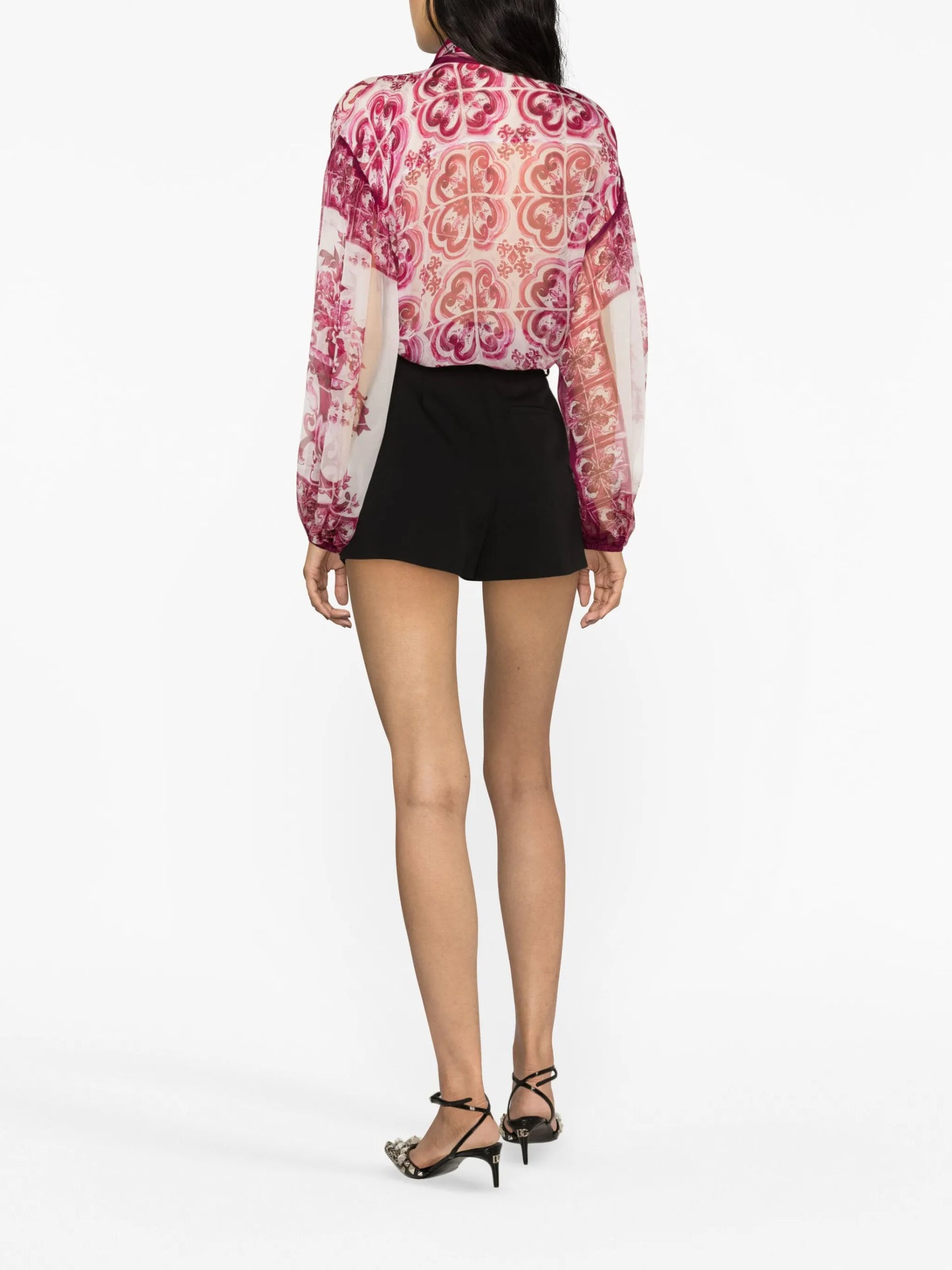 pussy-bow collar silk blouse