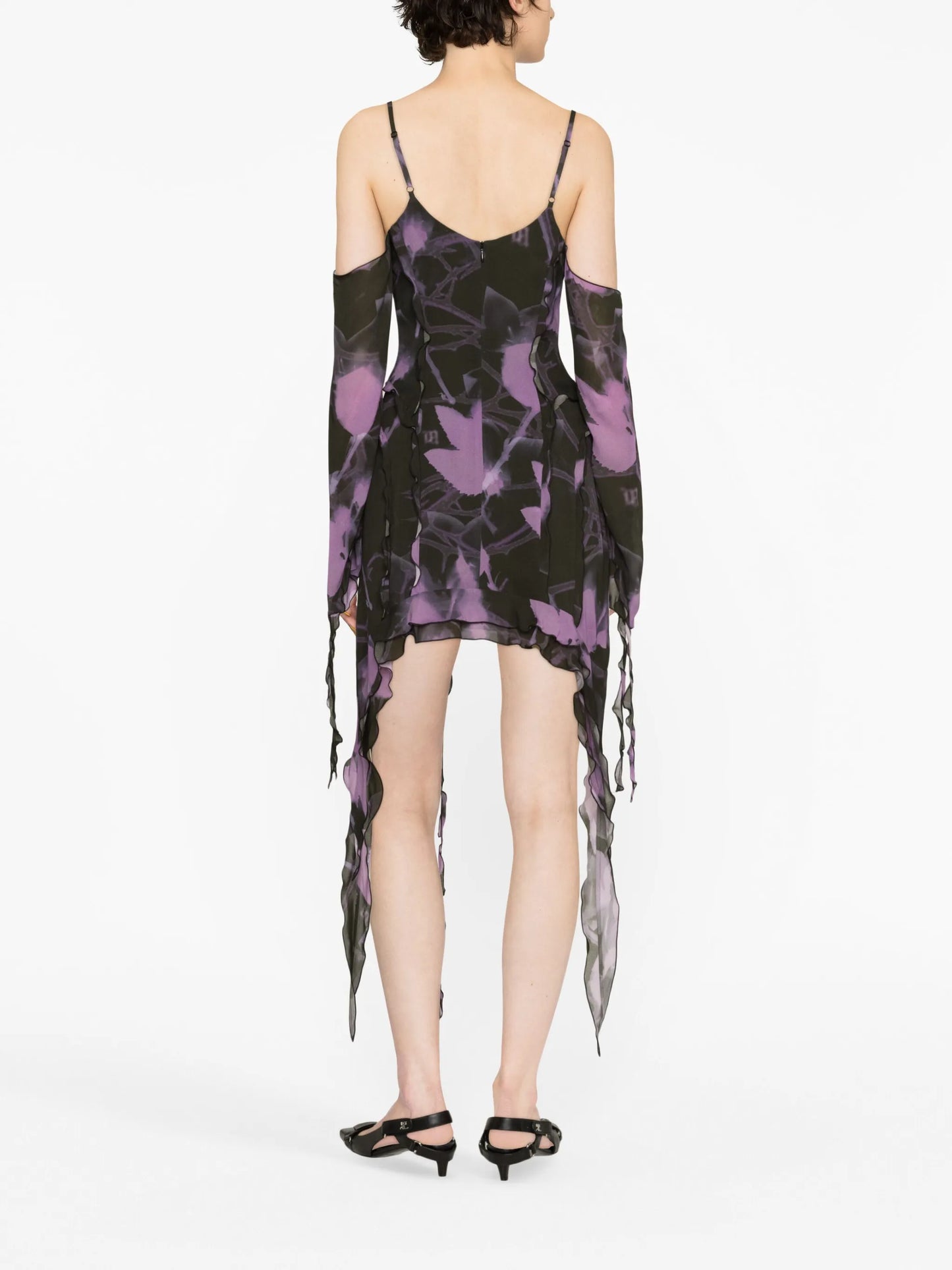 floral-print chiffon minidress