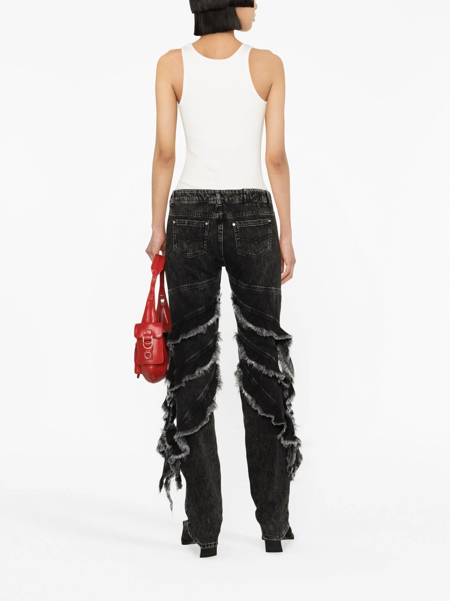 ruffle-trim straight-leg jeans