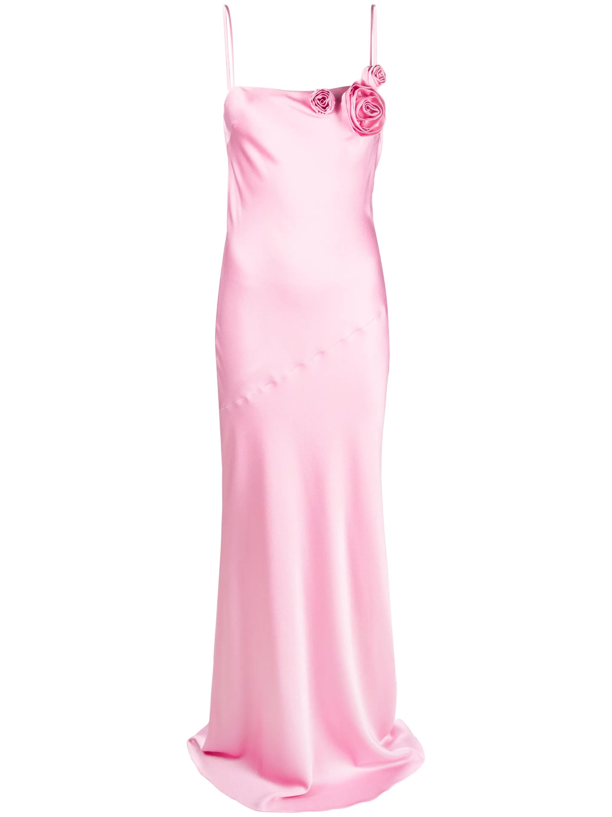 rose-appliqué silk-blend maxi dress
