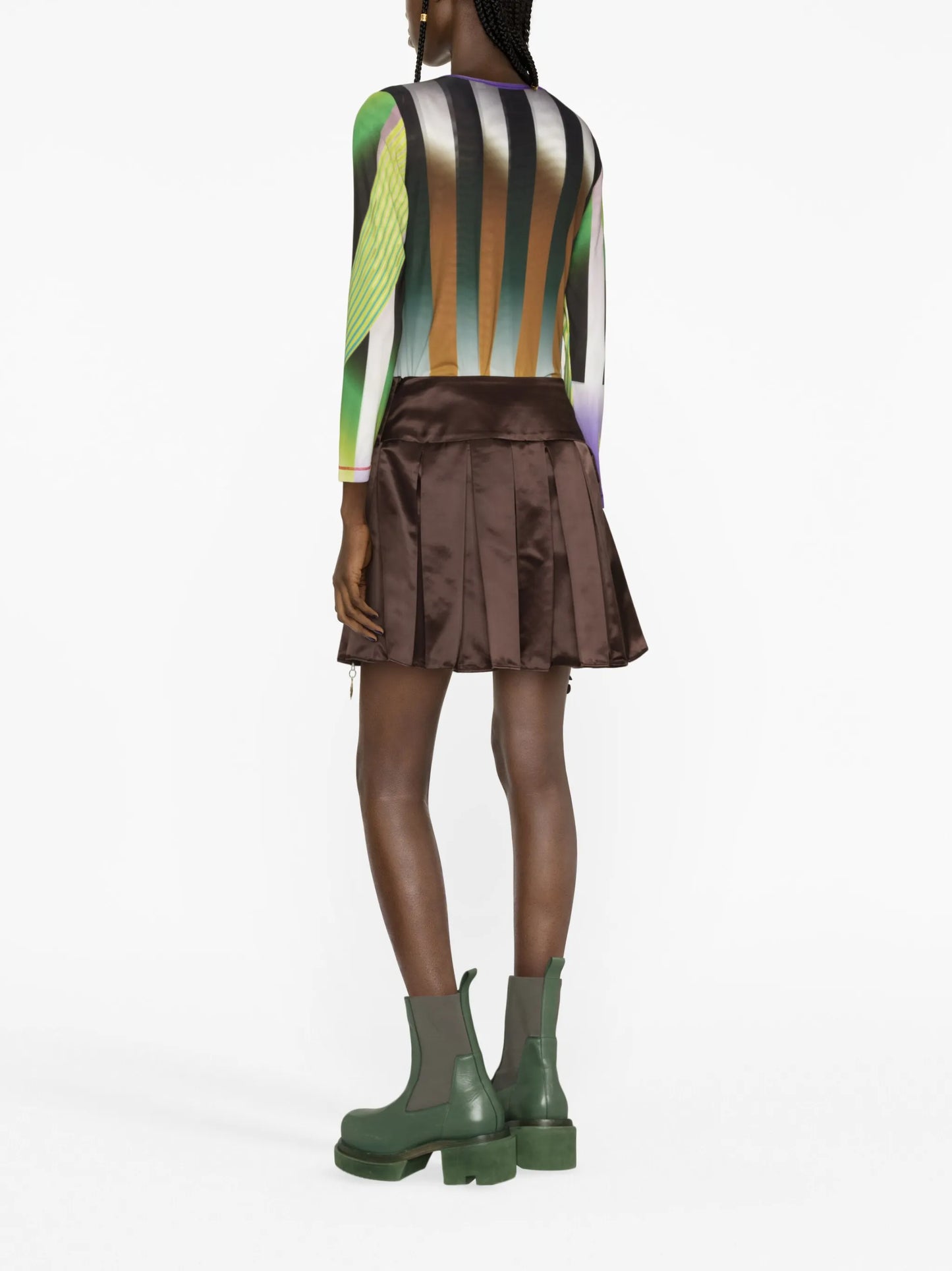 Camber pleated satin miniskirt