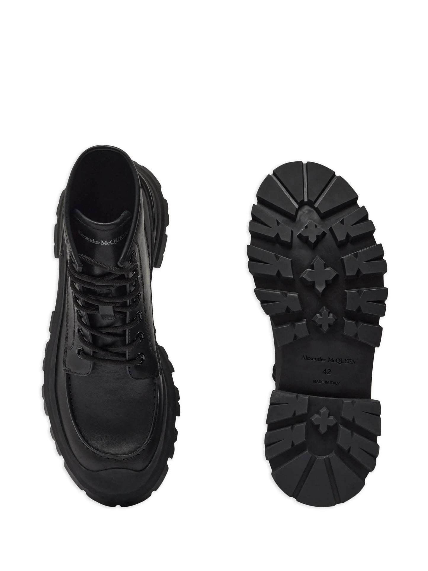 logo-embossed leather combat boots