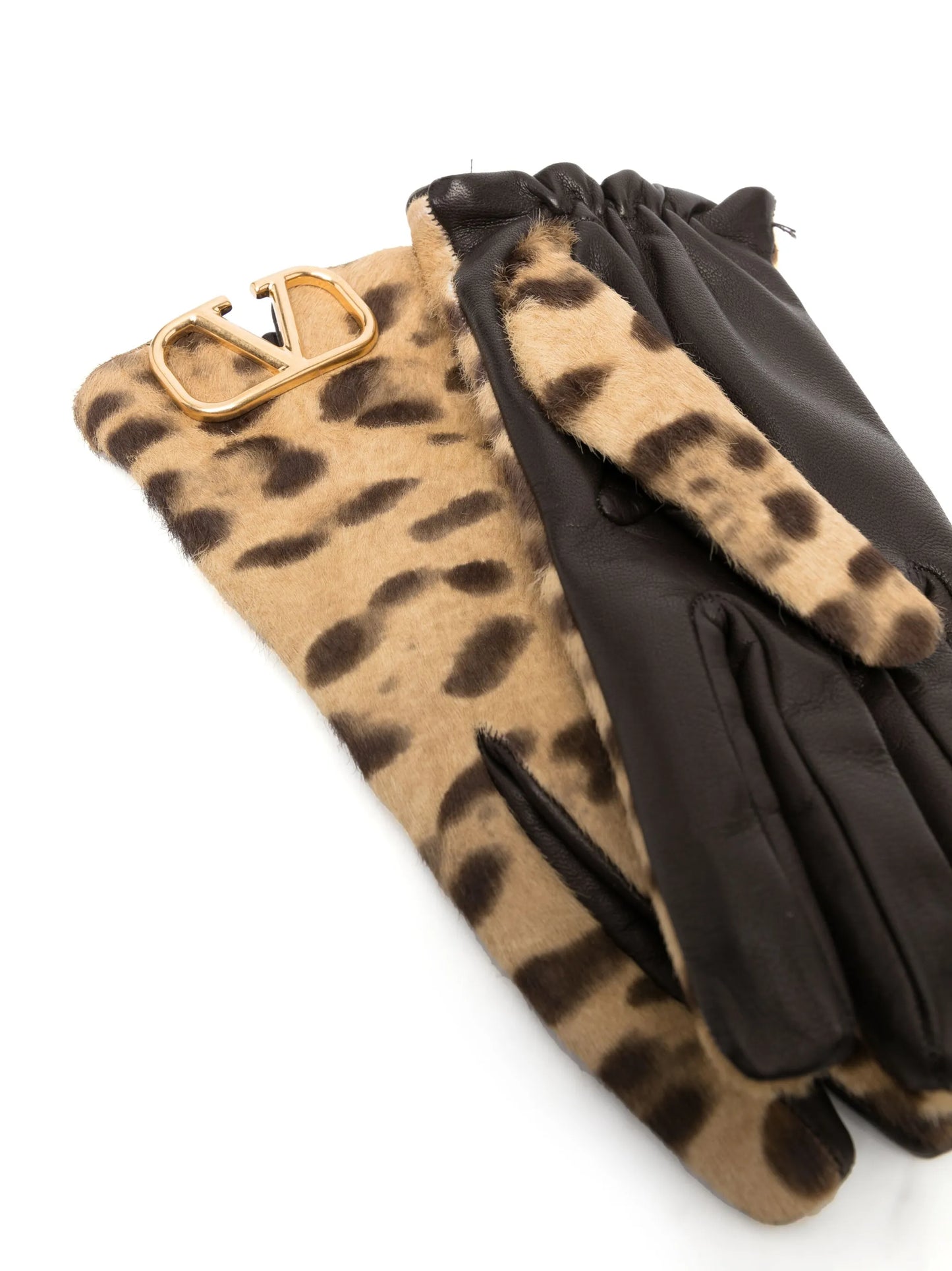 VLogo leopard-print cashmere gloves