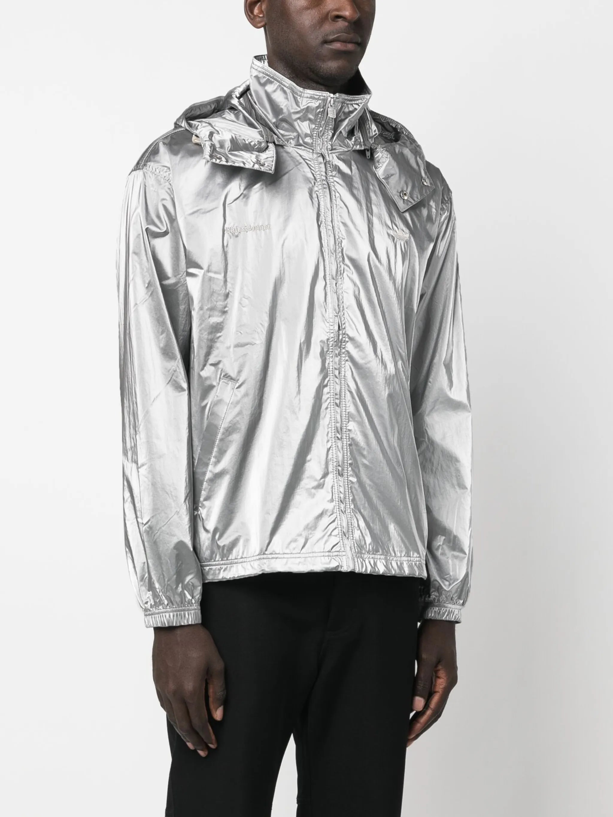 x Wales Bonner metallic-finish hooded windbreaker