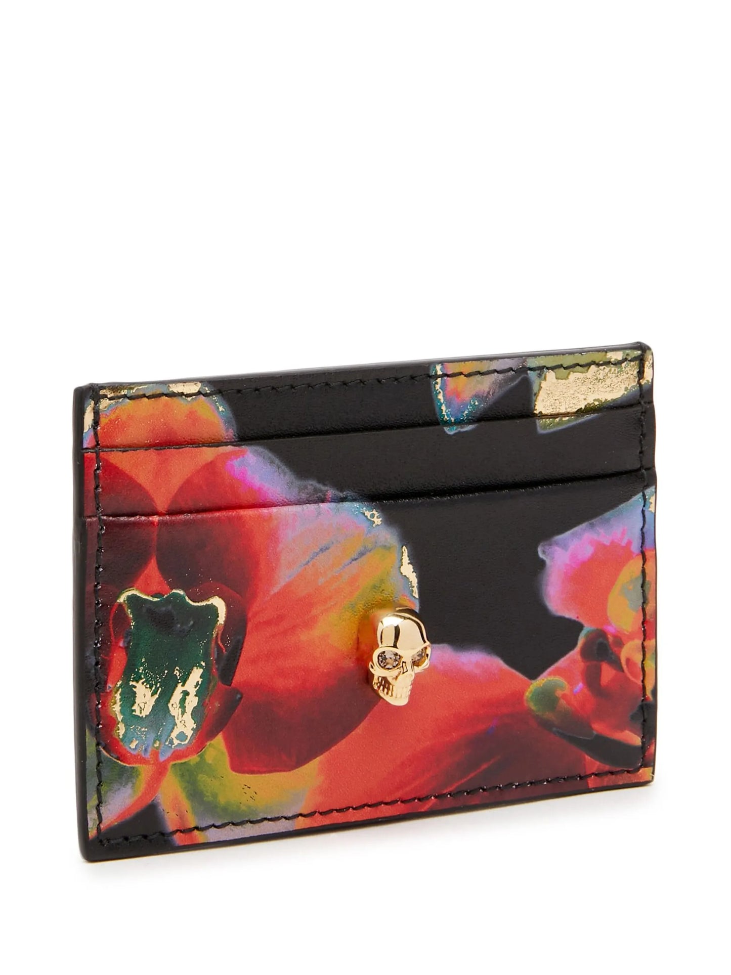 Solarised Orchid Skull calf leather cardholder