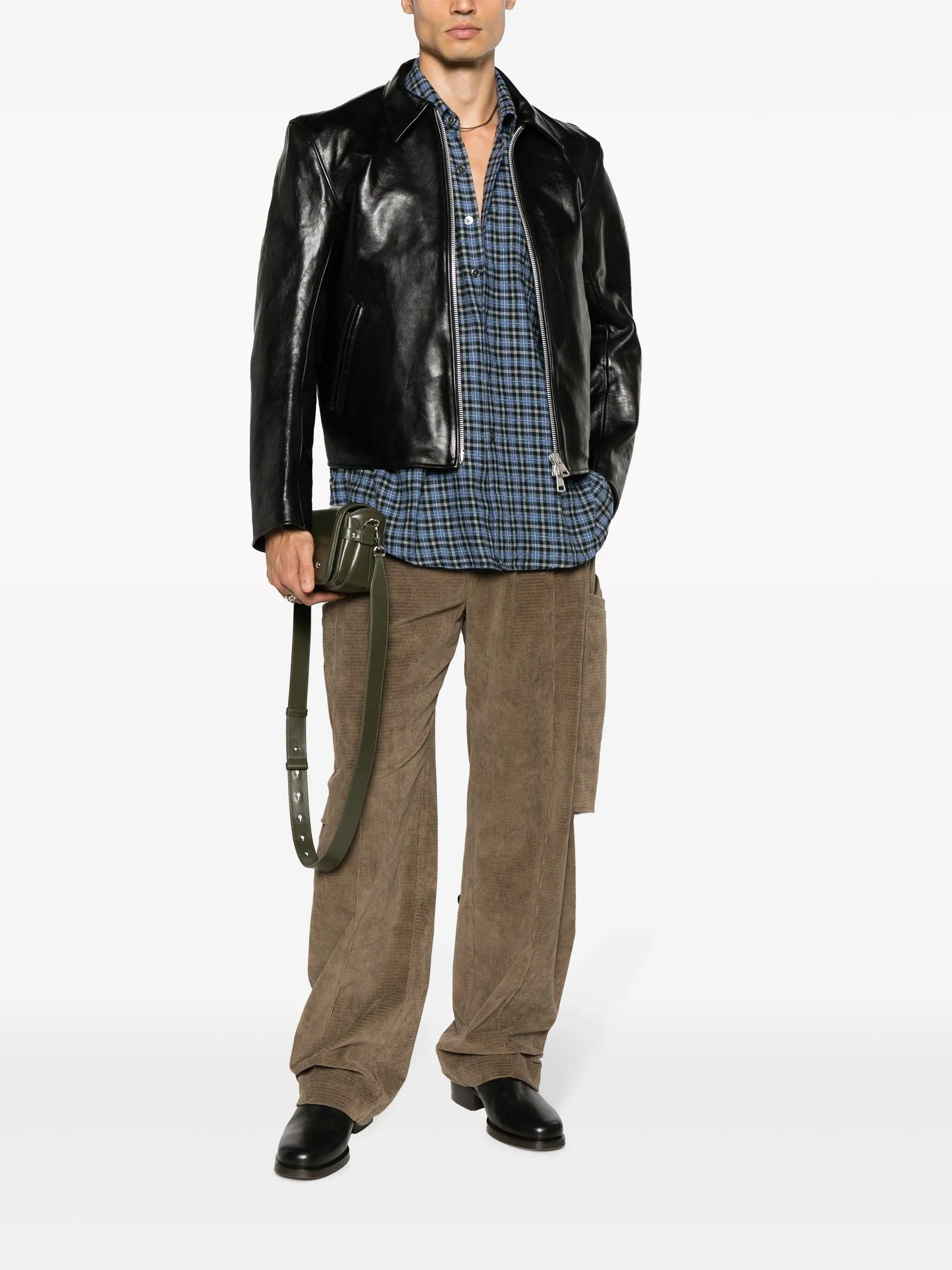 Mini leather zipped jacket