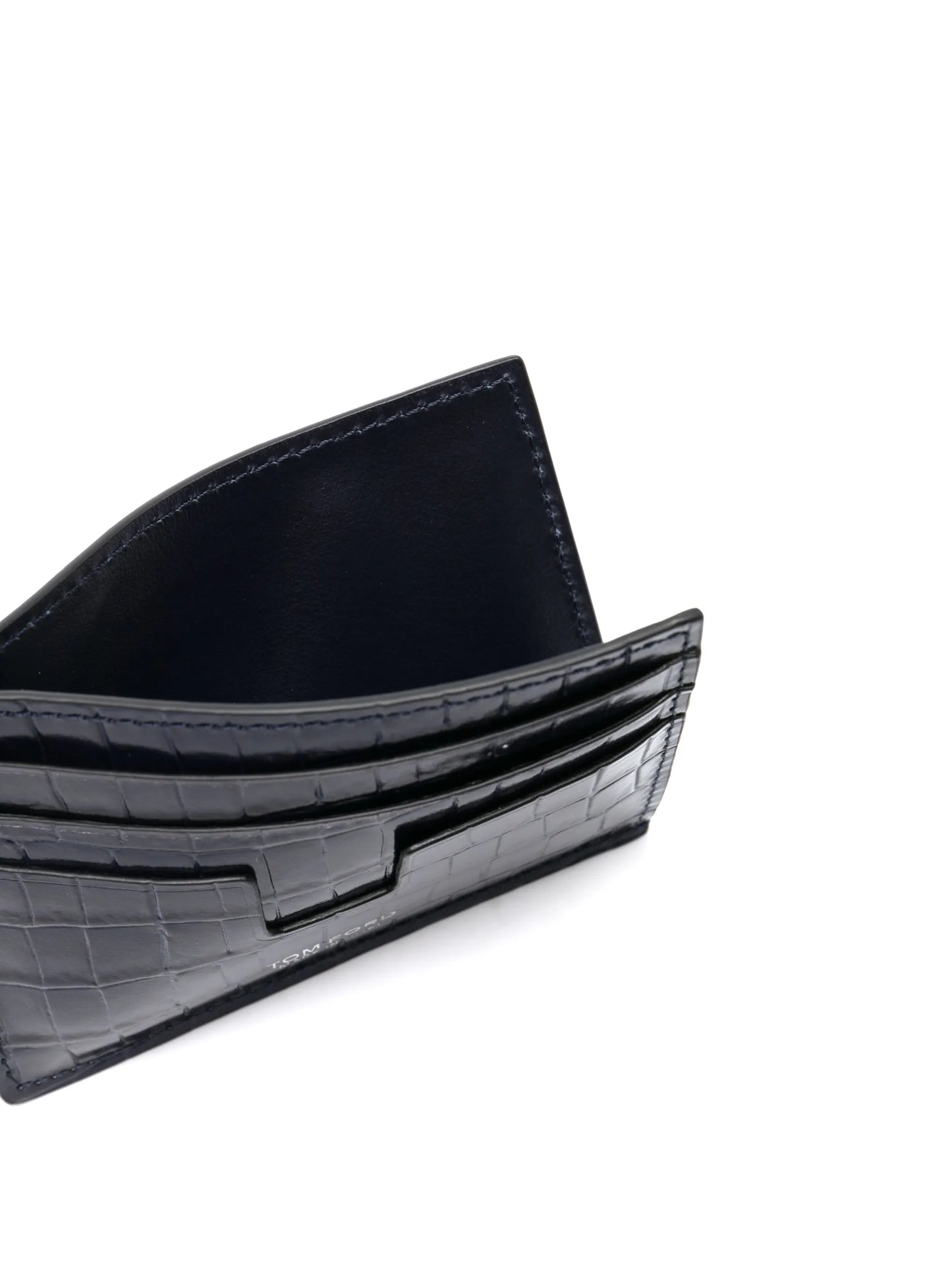 crocodile-effect leather cardholder