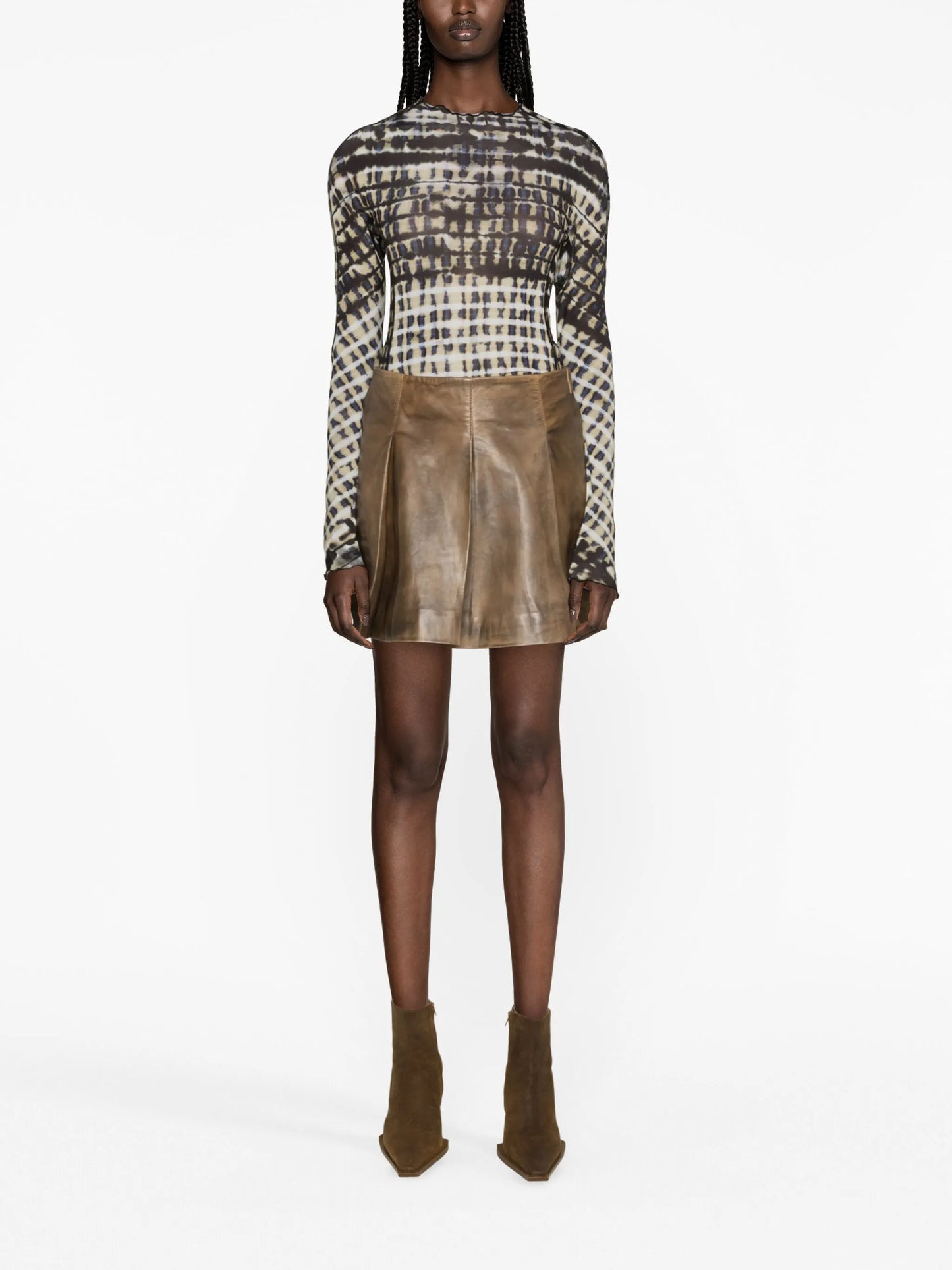 Halcyon plaid mesh top