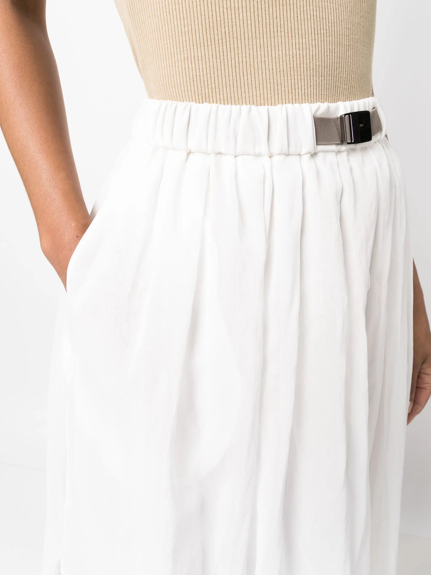 high-waisted midi skirt