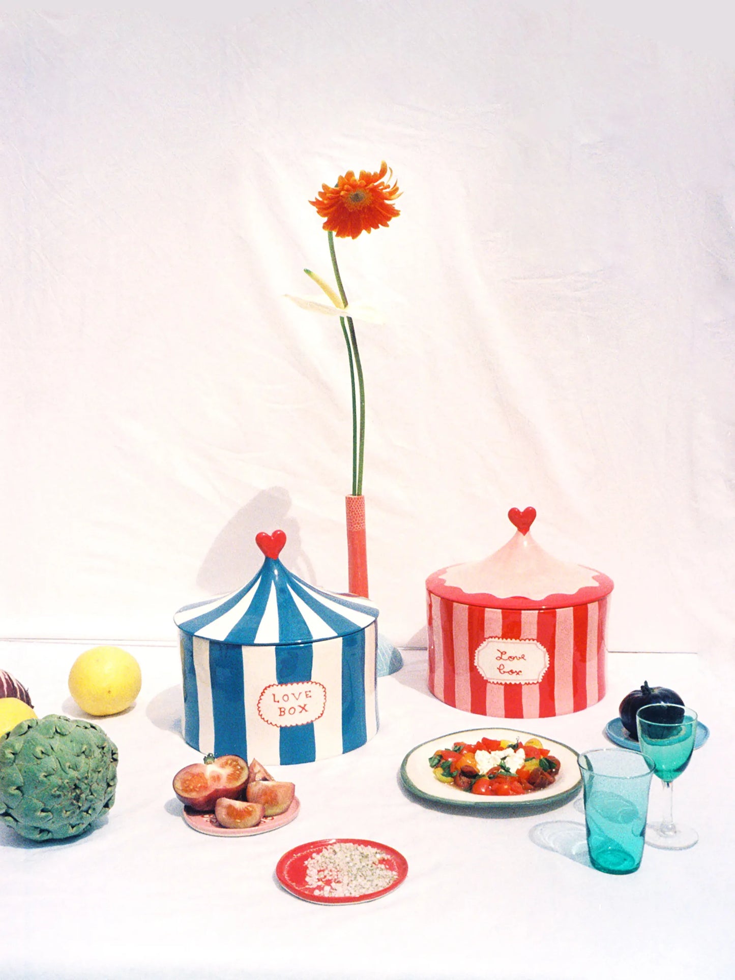 Love Box hand-painted ceramic storage jar