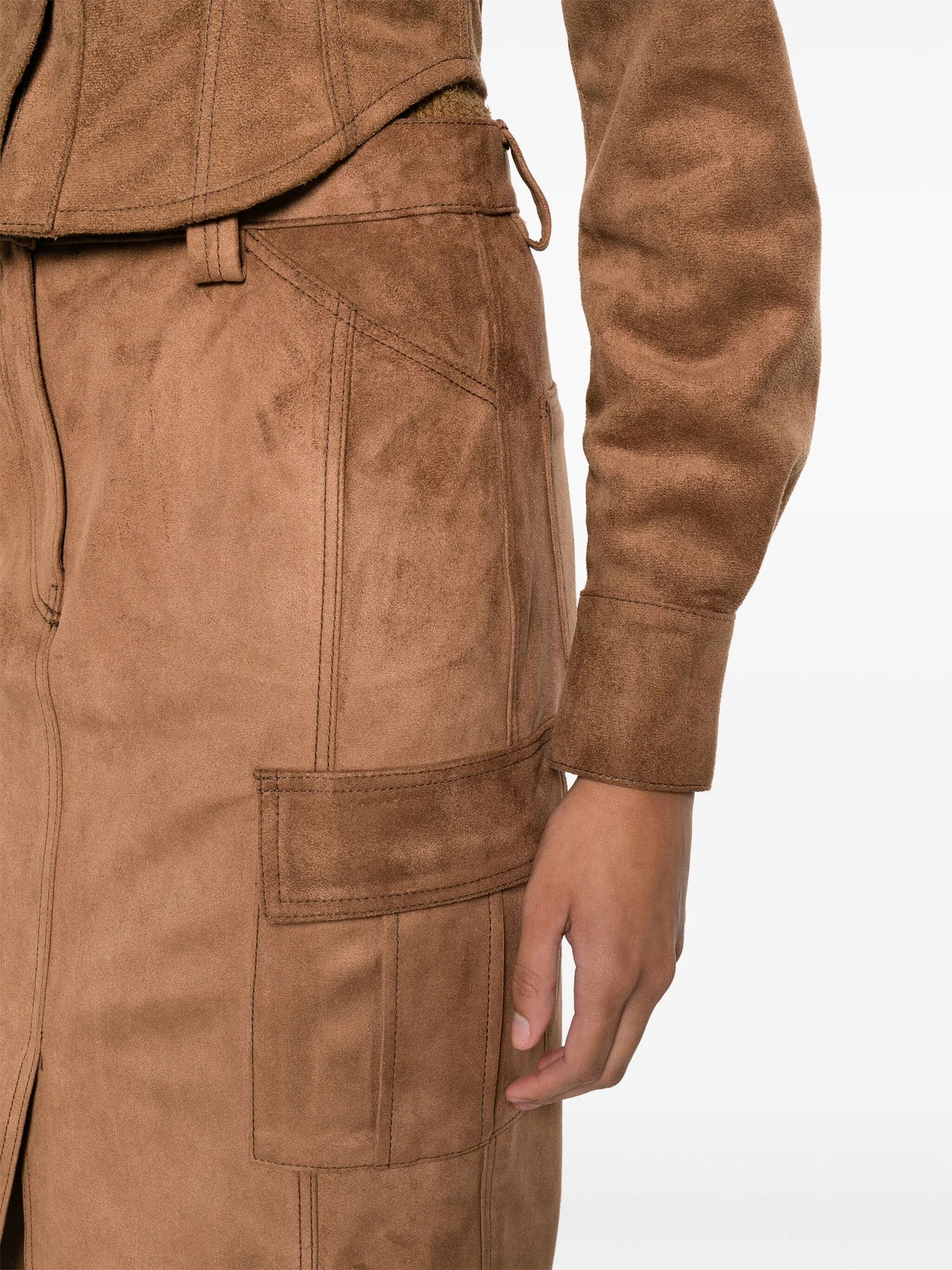 faux-suede midi skirt