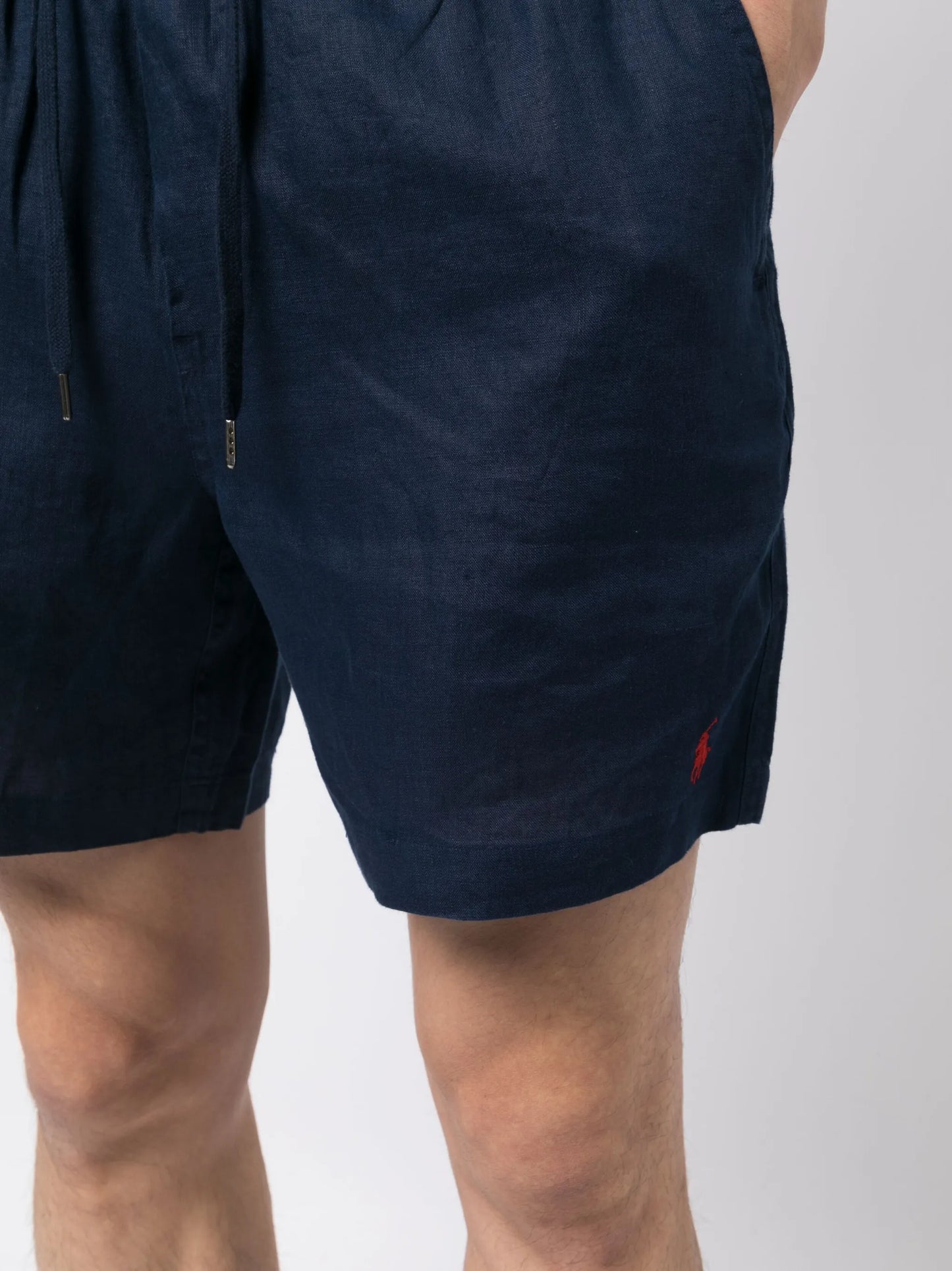 logo-embroidered linen deck shorts