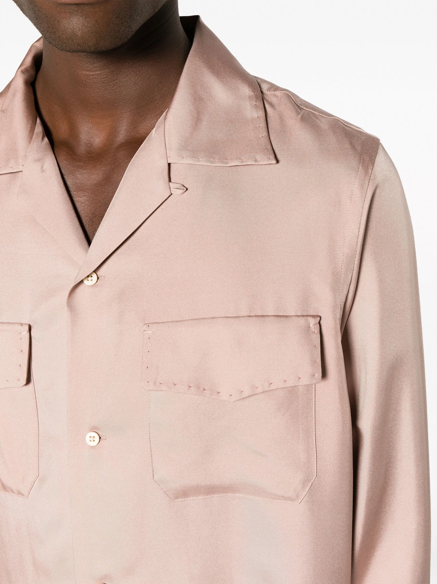 long-sleeve silk satin shirt